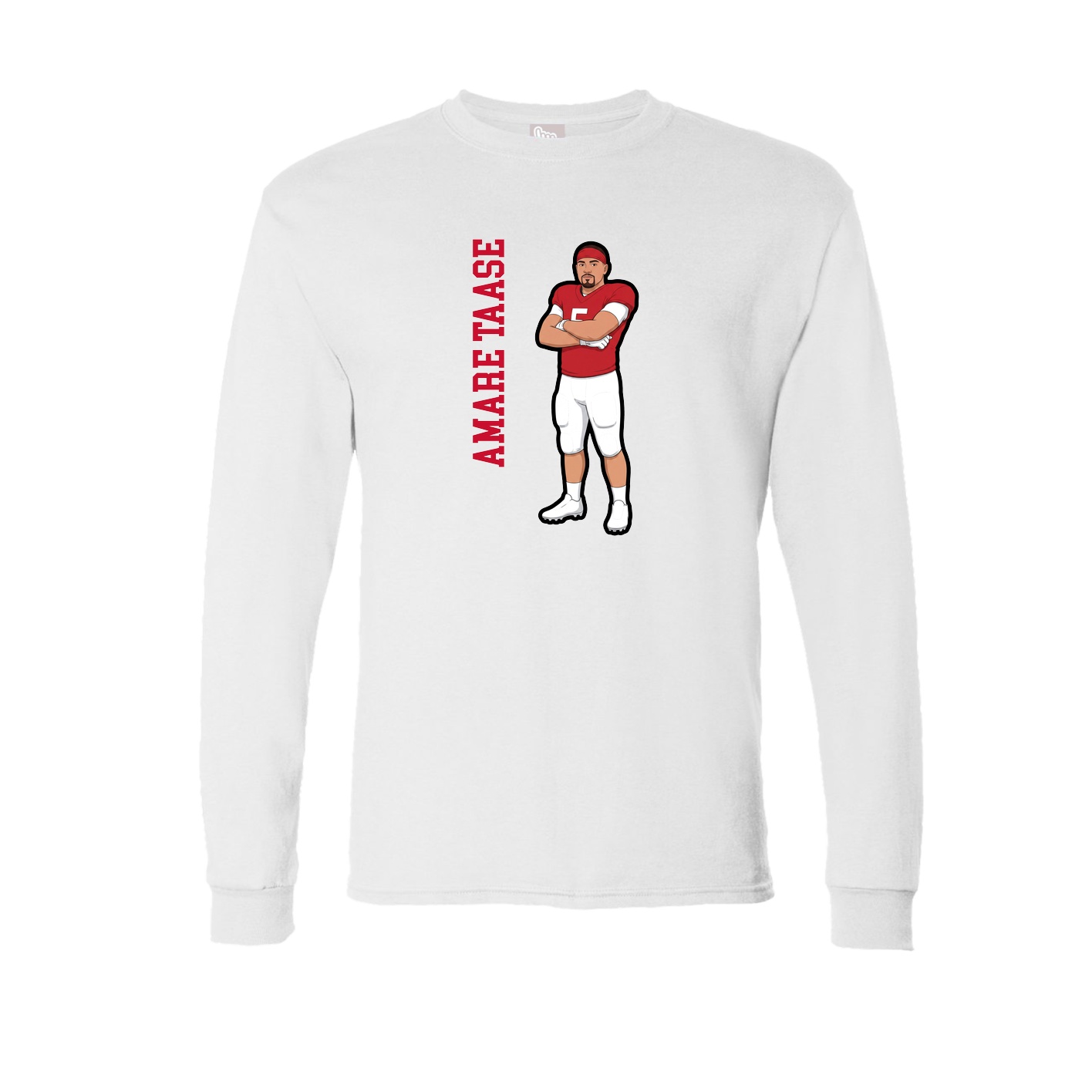 Long Sleeve Tee — Name Vertical in White