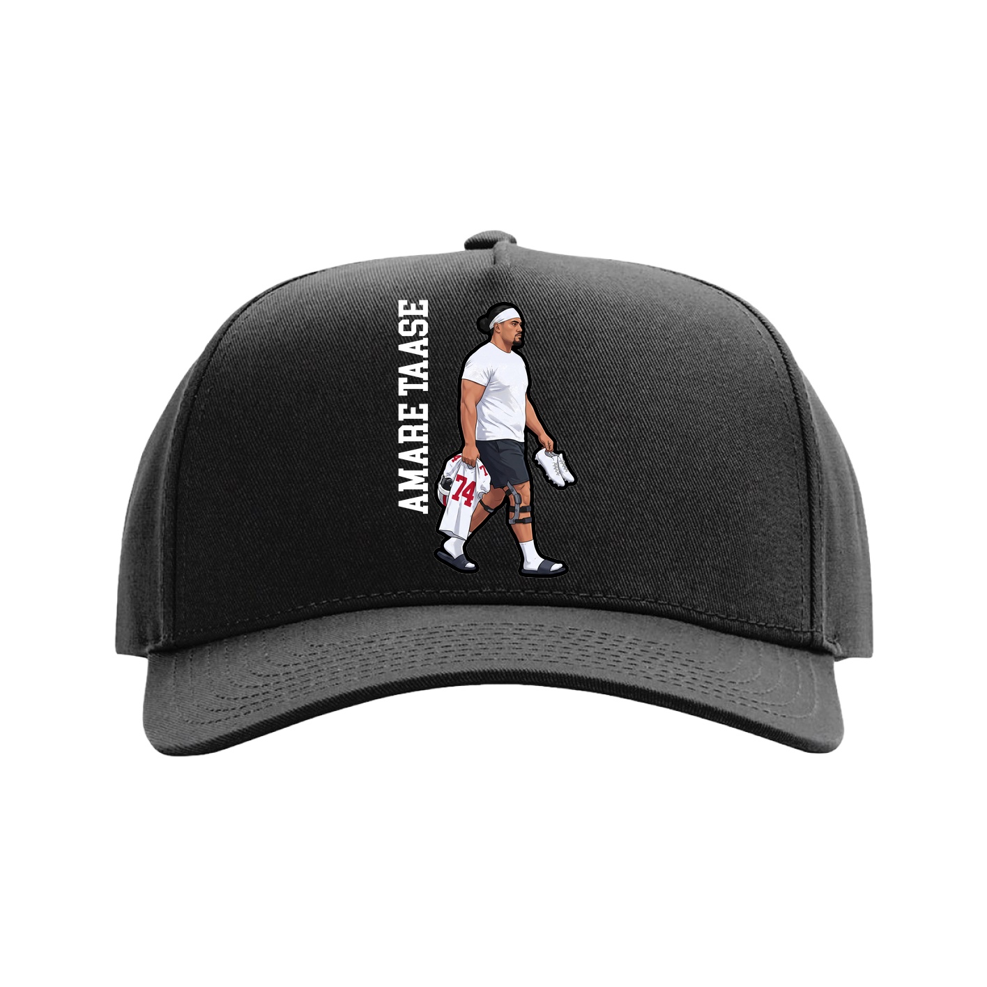 Full Fabric Five-Panel Champ Cap — Name Vertical in Black