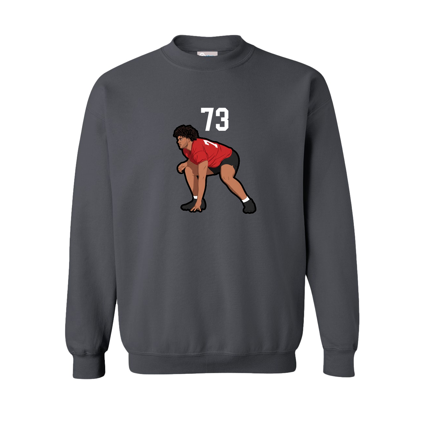 Fleece Crew — Number Top in Grey