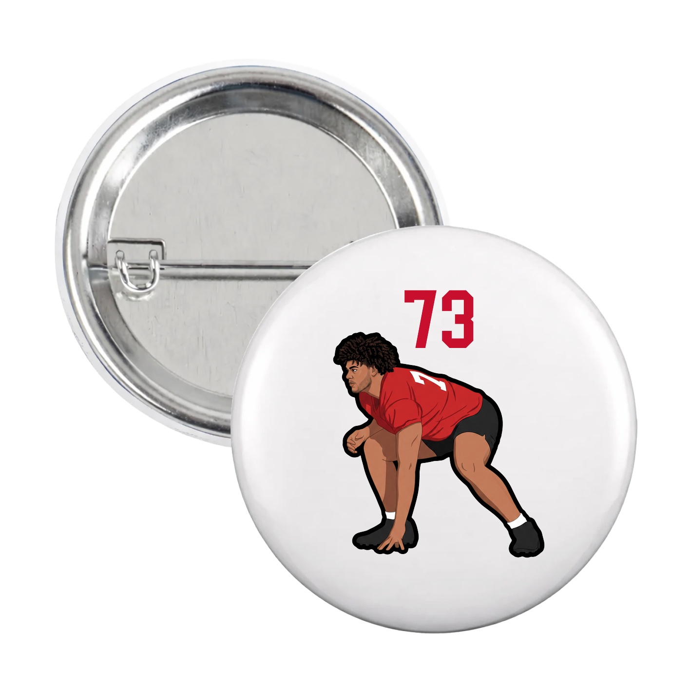 Game Day Button — Number Top in White