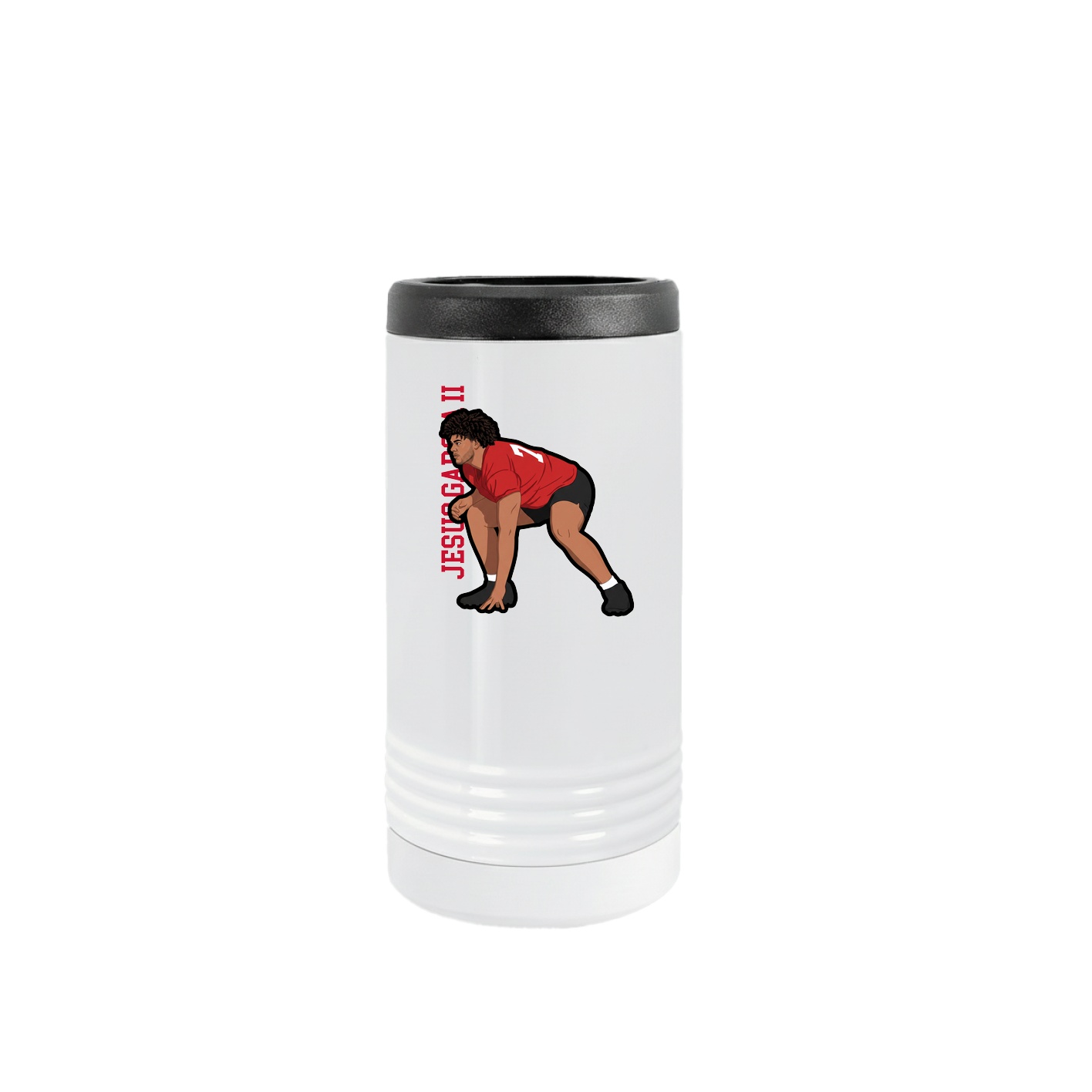 Slim Beverage Holder — Name Vertical in White