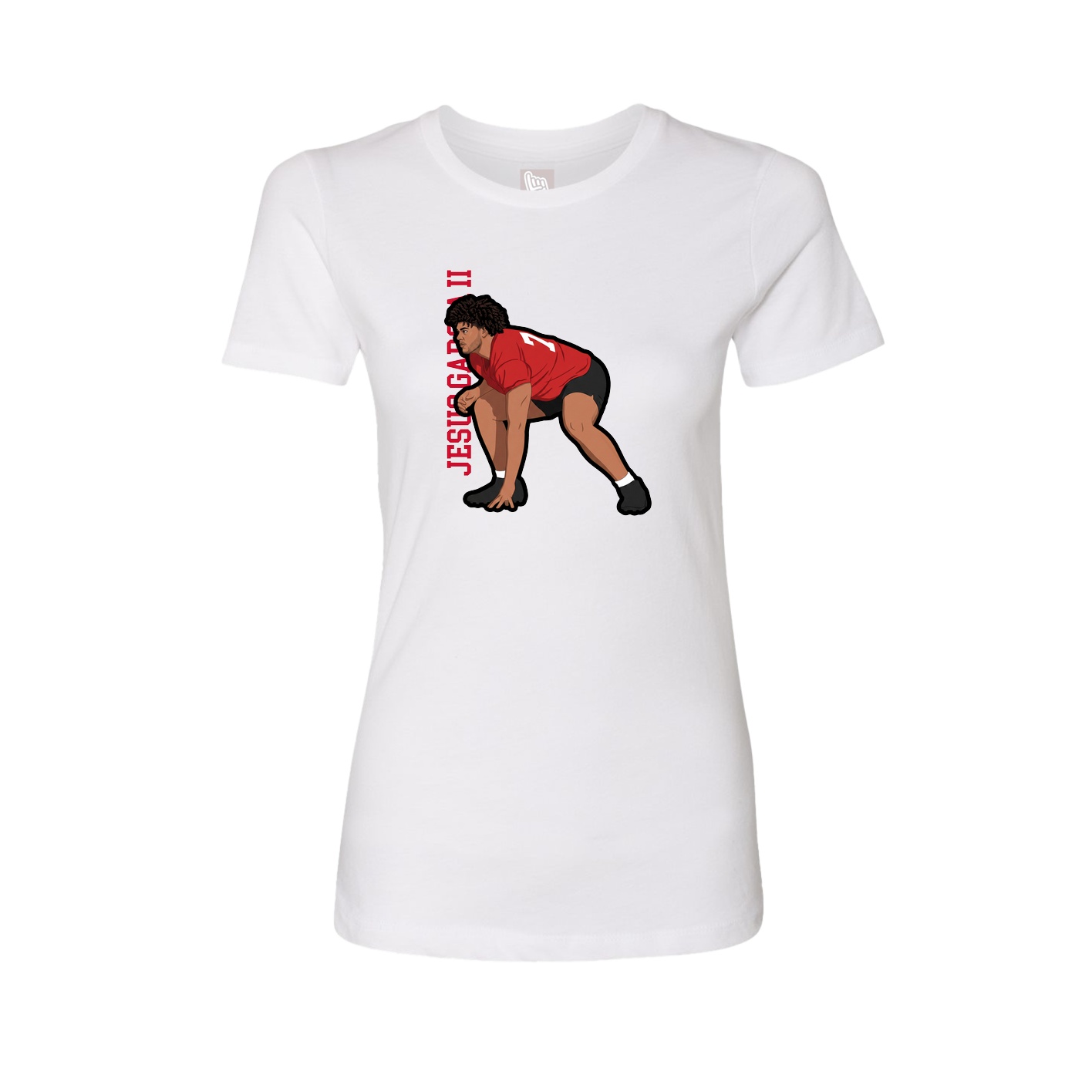 Fitted Women's Tee — Name Vertical in White