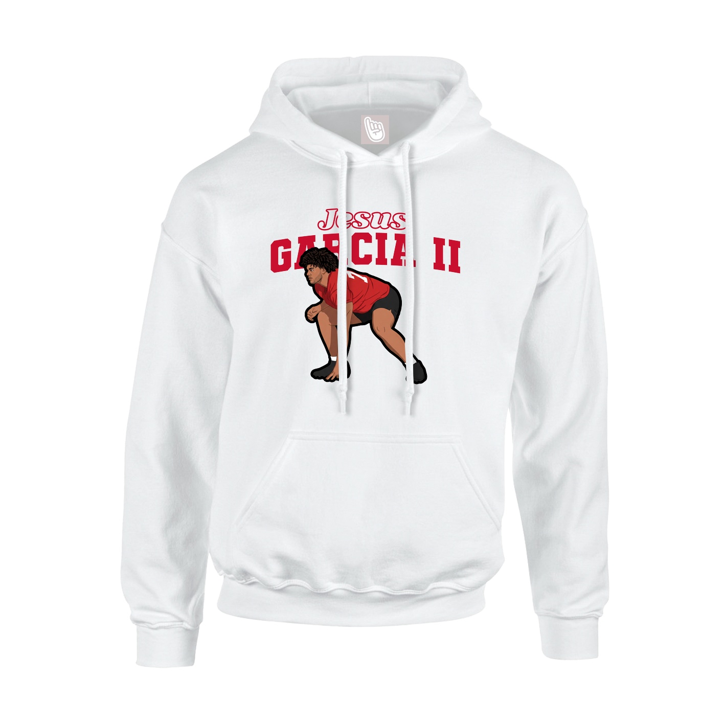 Youth Hoodie — Name Arch in White