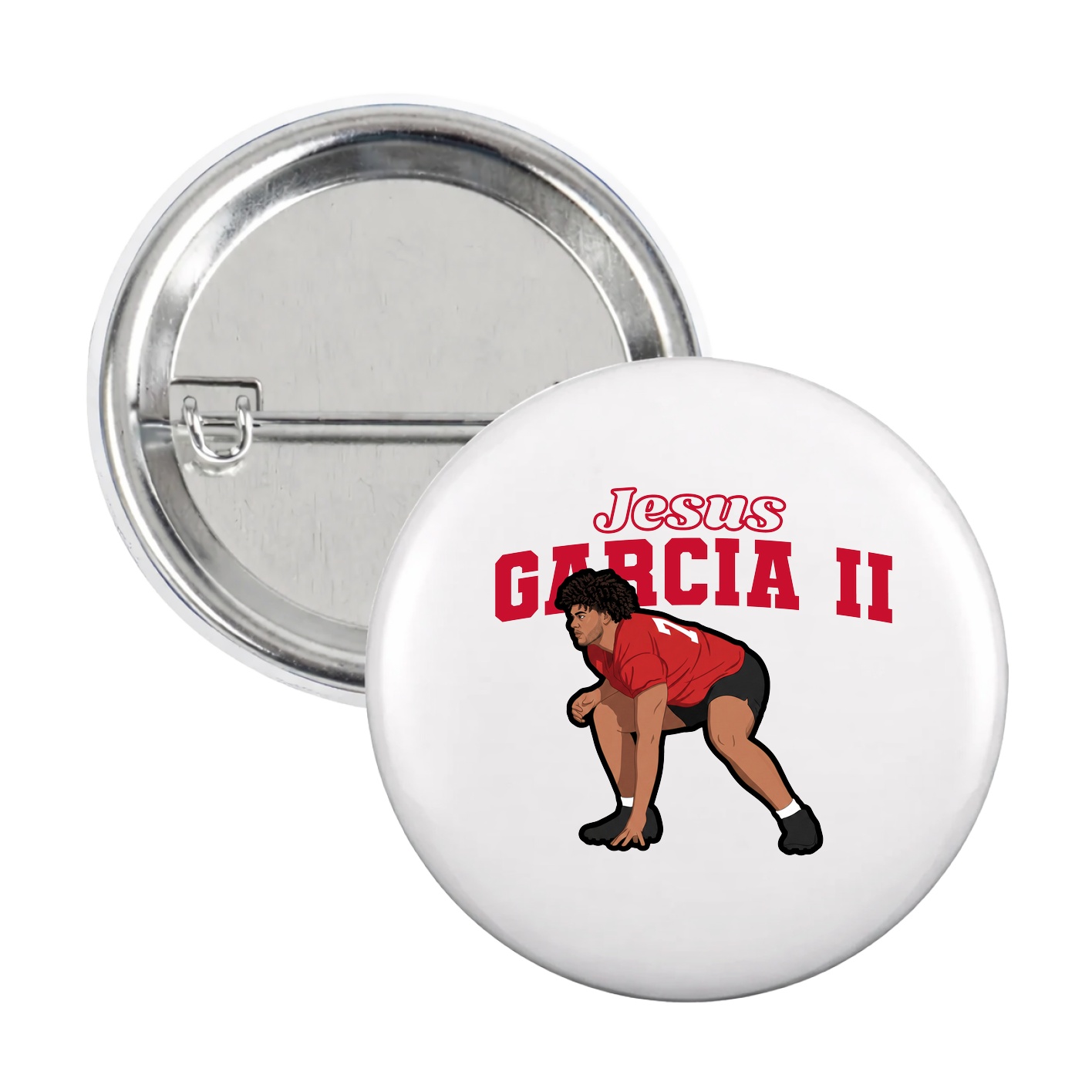 Game Day Button — Name Arch in White