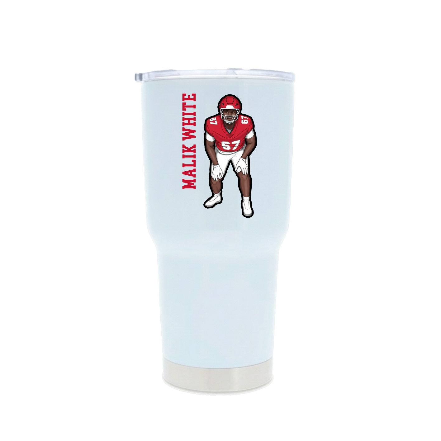 30oz Stainless Steel Tumbler — Name Vertical in White
