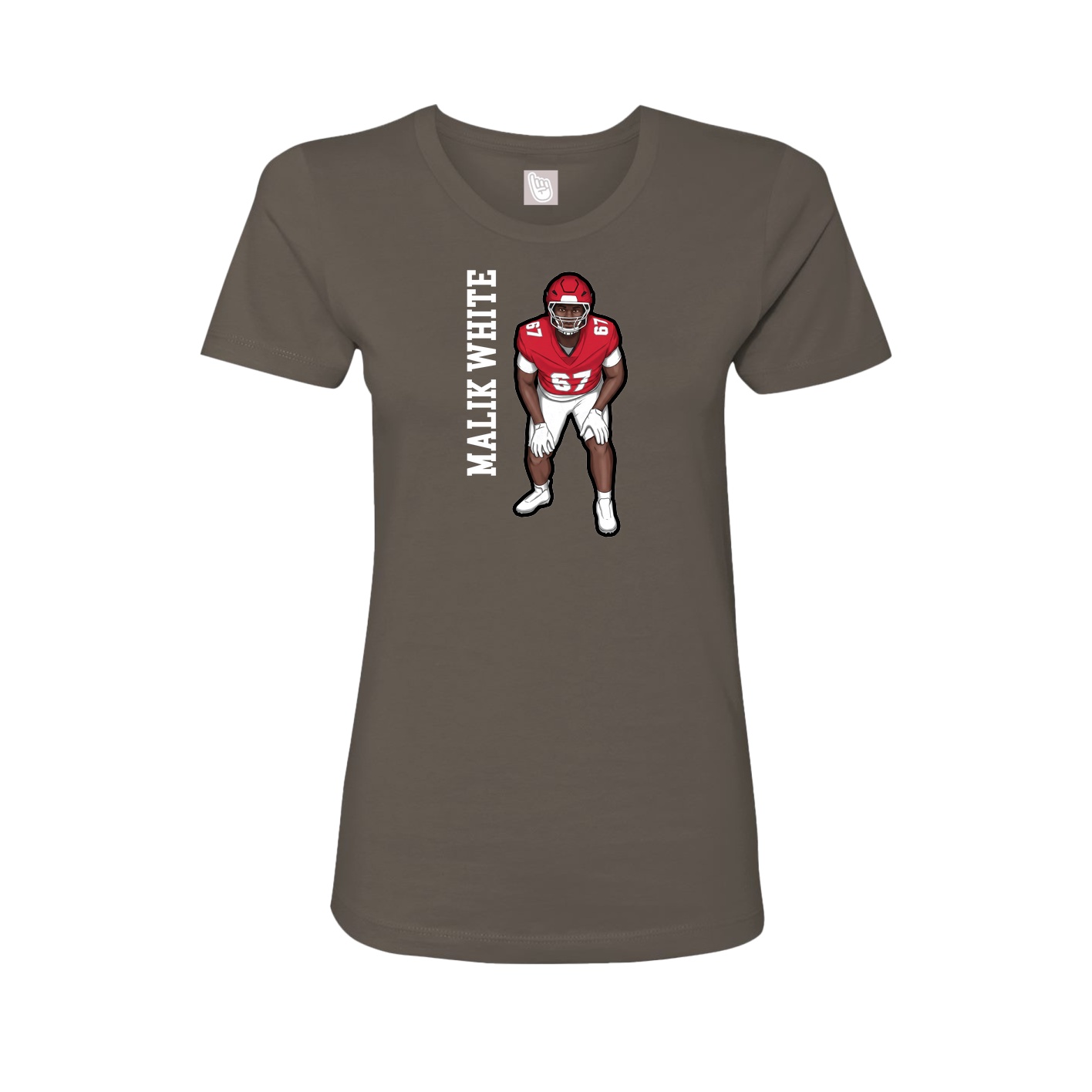 Fitted Women's Tee — Name Vertical in Grey