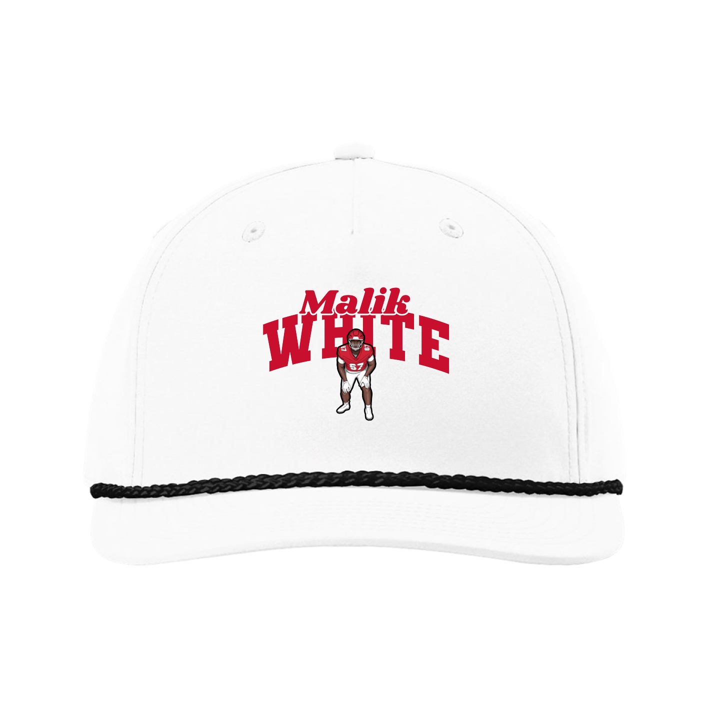 Five-Panel Classic Rope Cap — Signature Arch in White