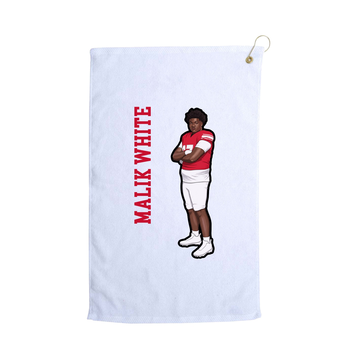 Golf Towel — Name Vertical in White
