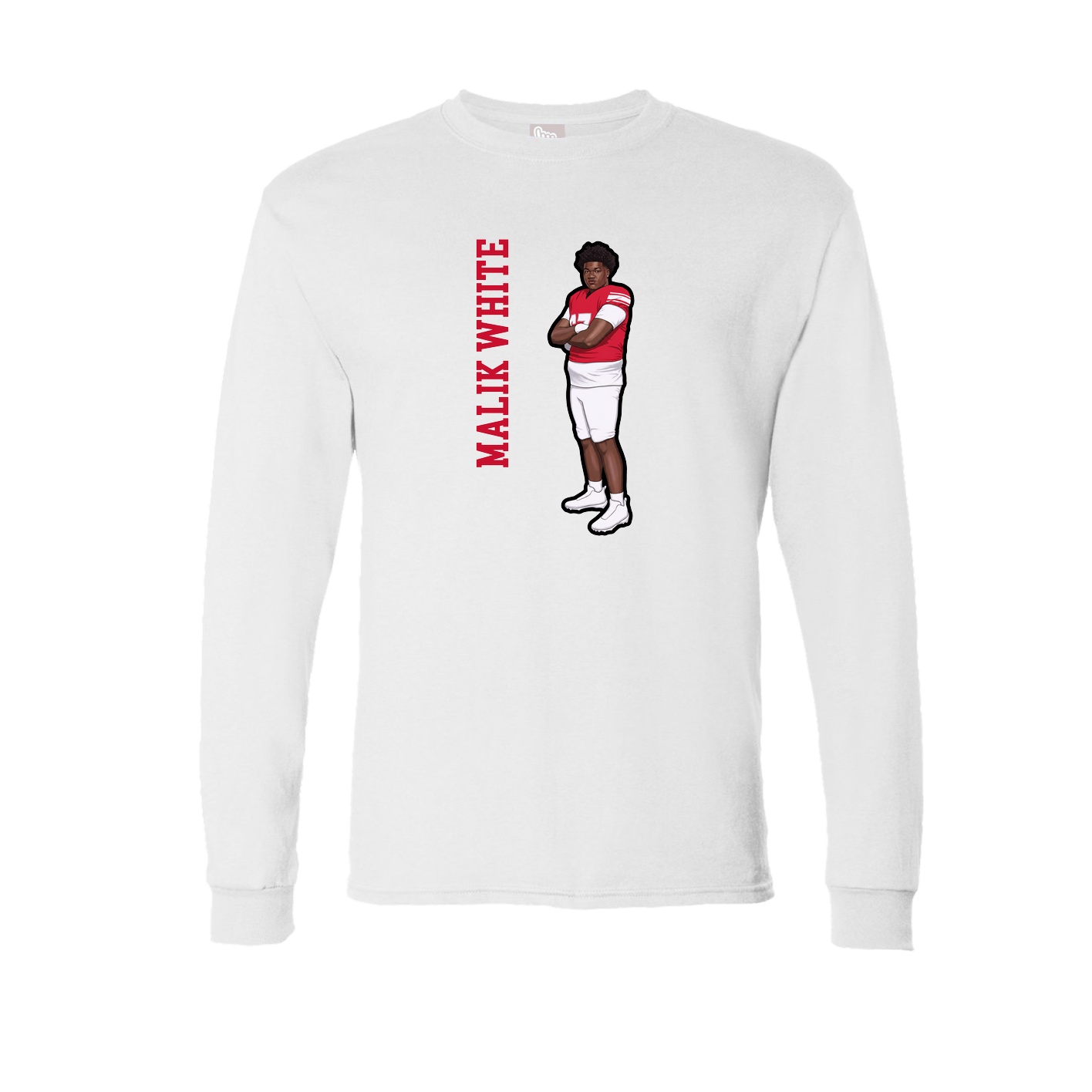 Long Sleeve Tee — Name Vertical in White