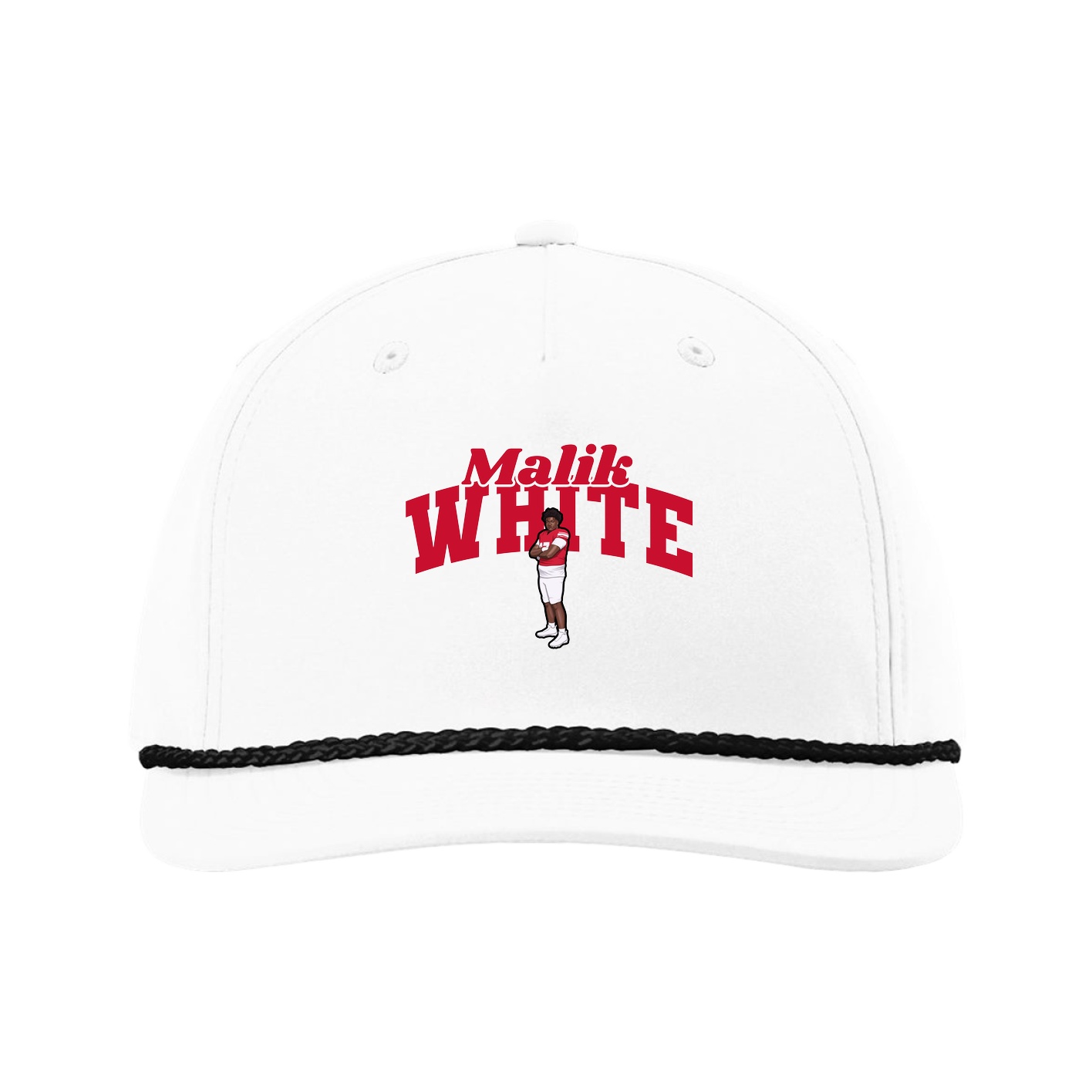 Five-Panel Classic Rope Cap — Signature Arch in White