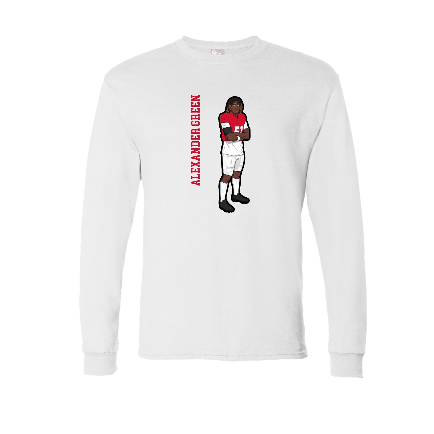 Long Sleeve Tee — Name Vertical in White