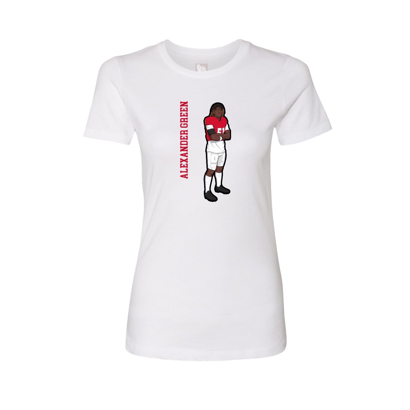 Fitted Women's Tee — Name Vertical in White