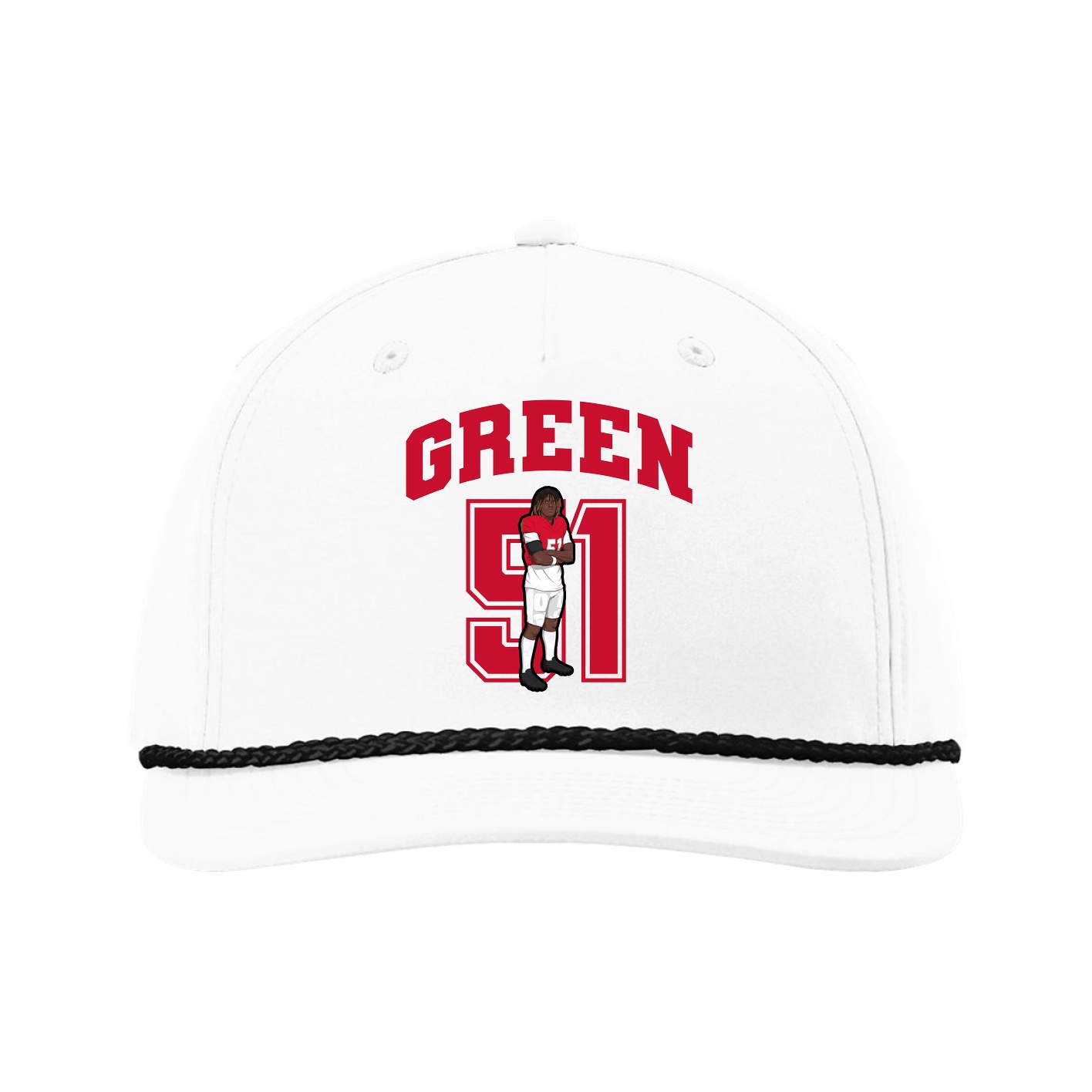 Five-Panel Classic Rope Cap — Number in White