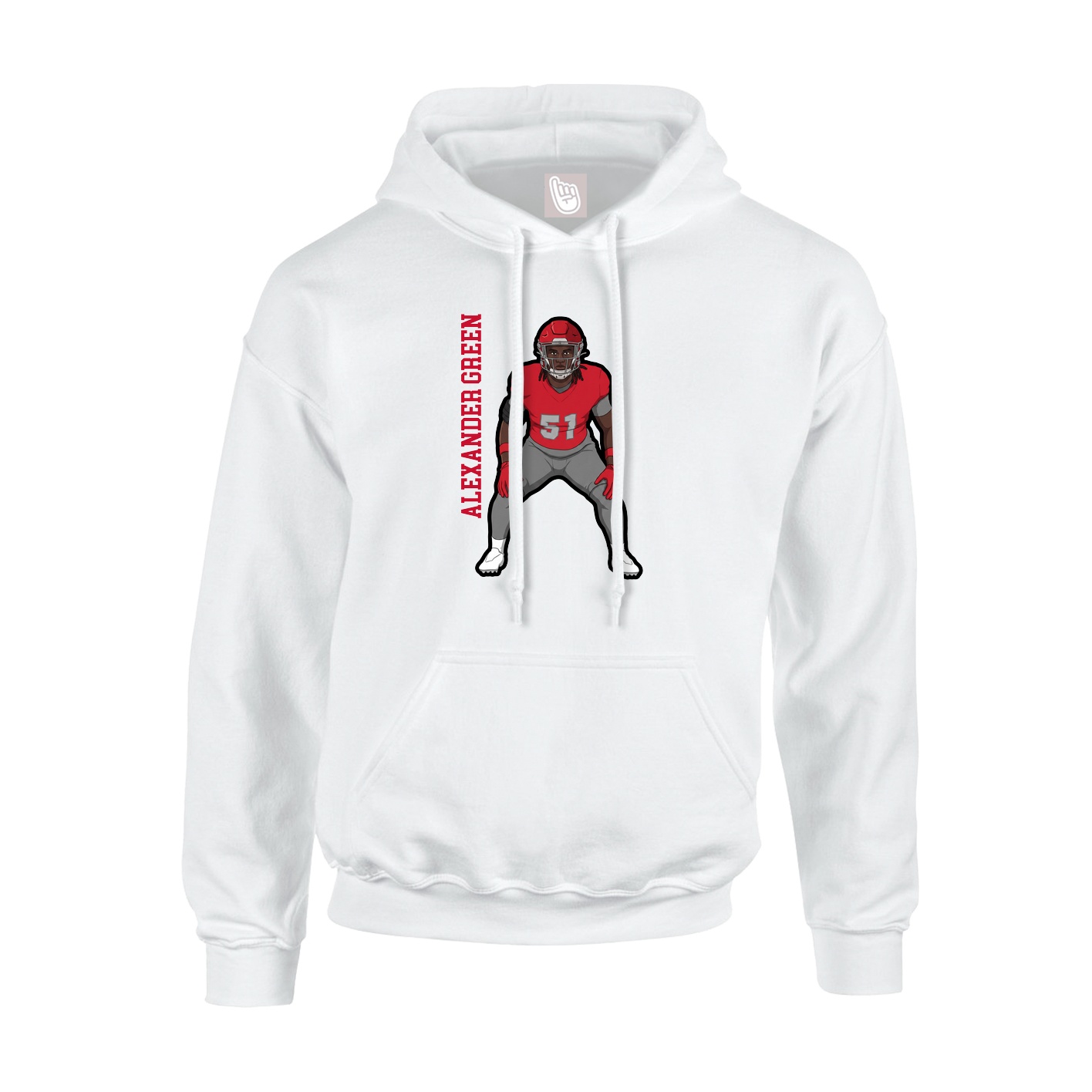 Youth Hoodie — Name Vertical in White