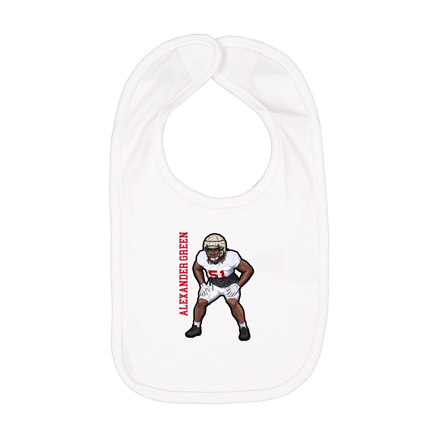 Infant Bib — Name Vertical in White