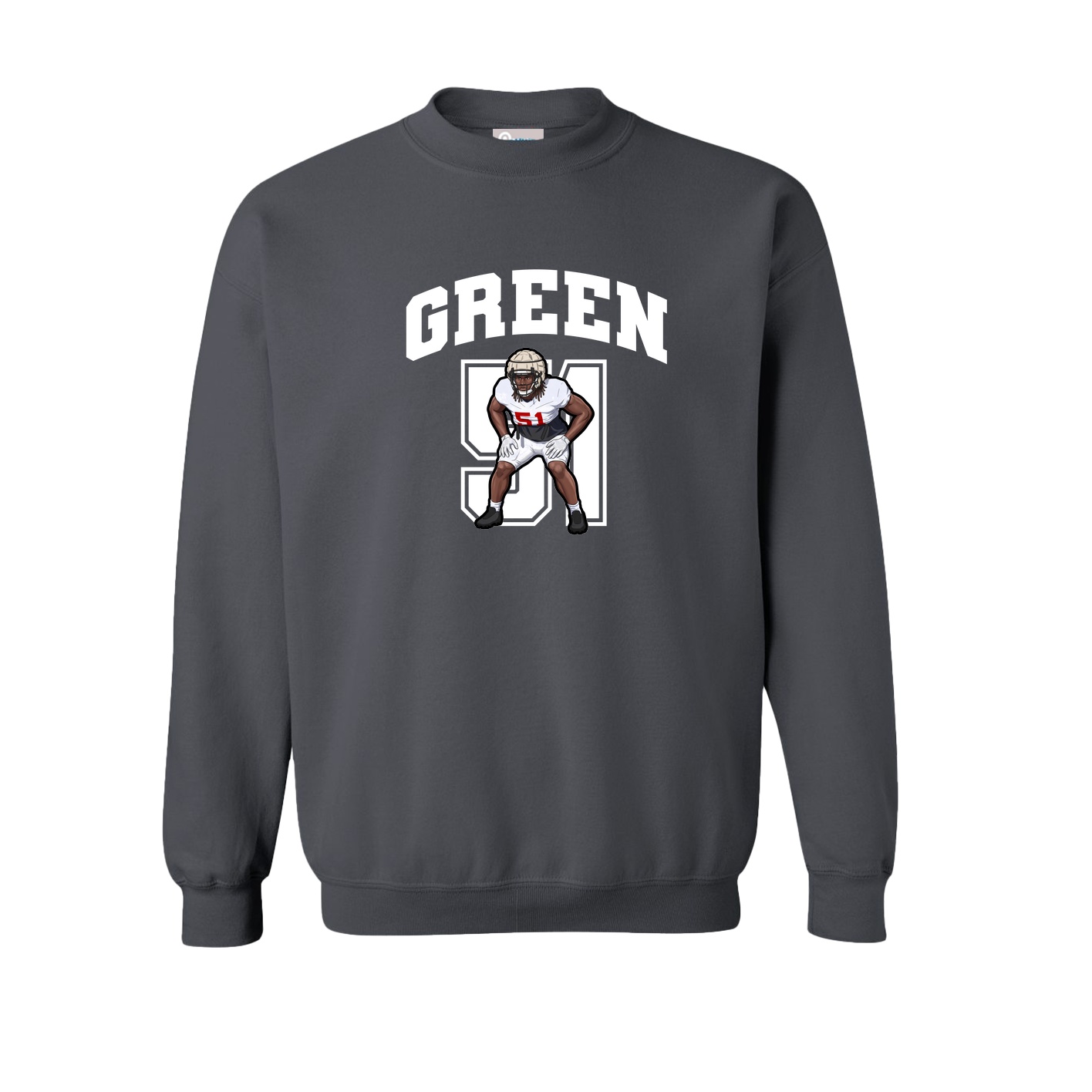 Fleece Crew — Number in Grey