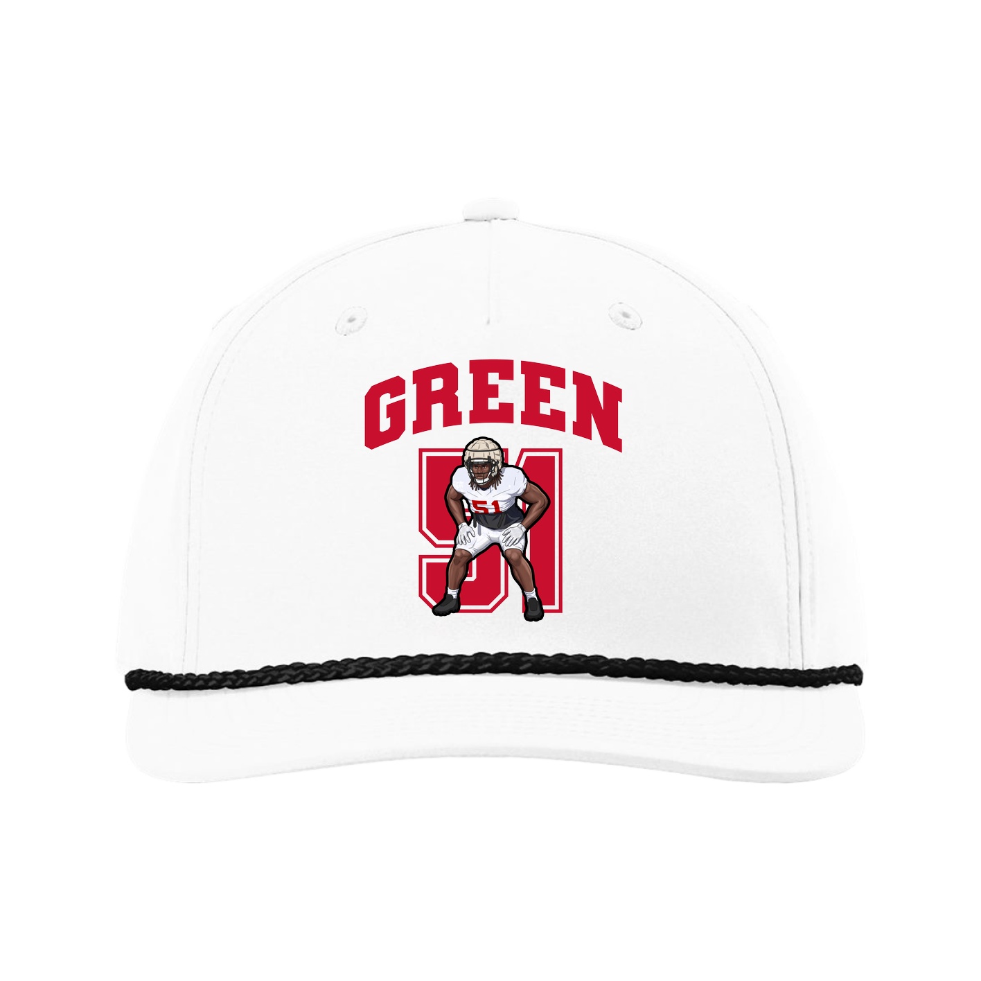 Five-Panel Classic Rope Cap — Number in White