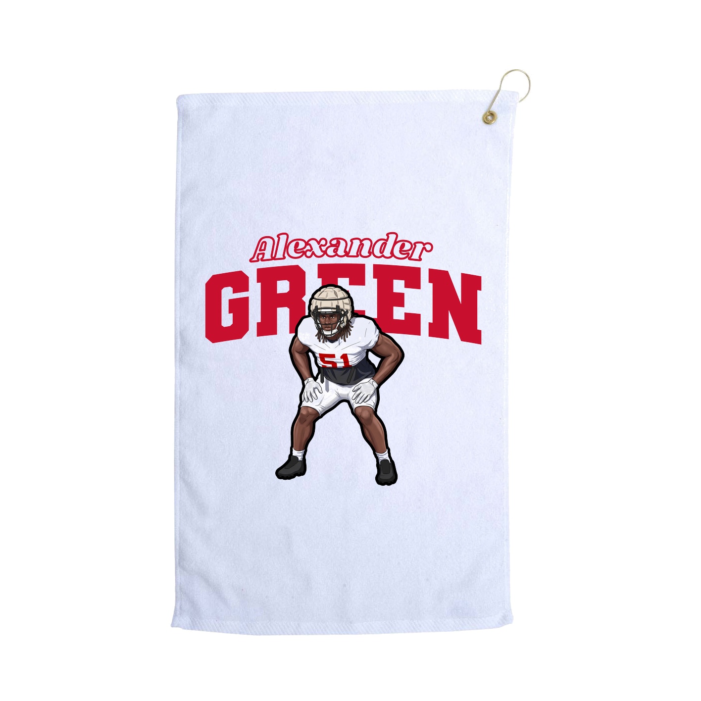 Golf Towel — Name Arch in White