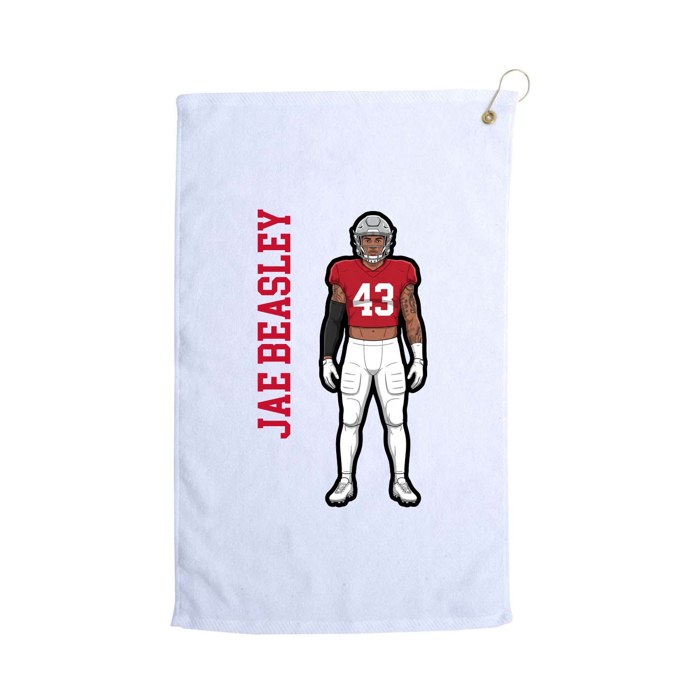 Golf Towel — Name Vertical in White