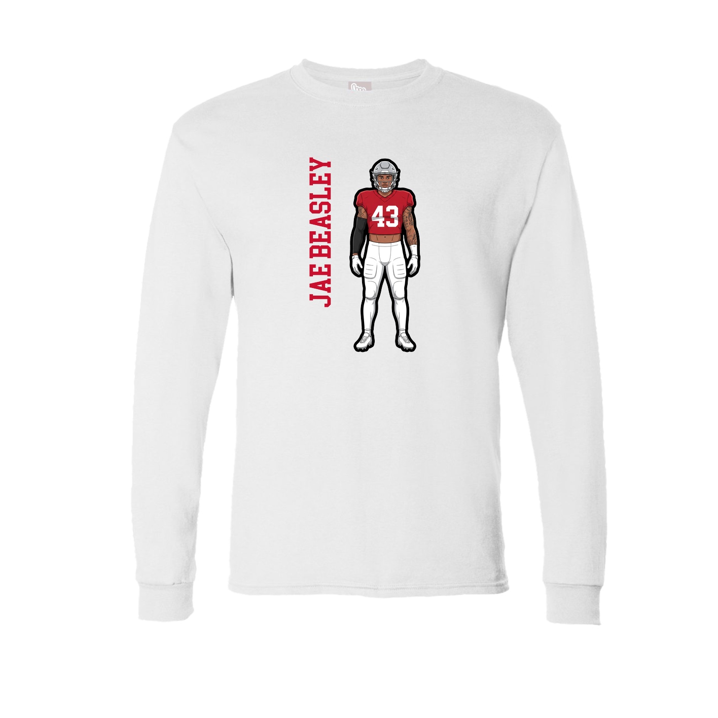 Long Sleeve Tee — Name Vertical in White