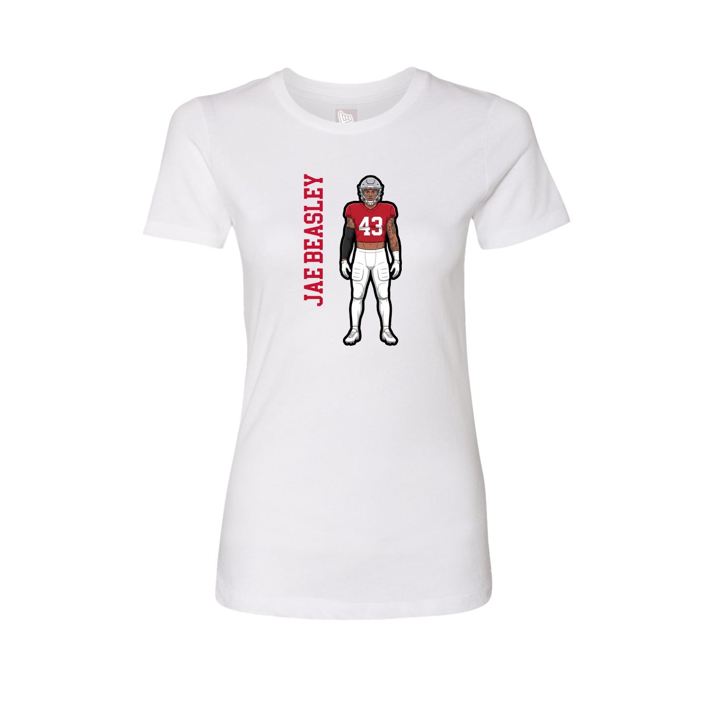 Fitted Women's Tee — Name Vertical in White
