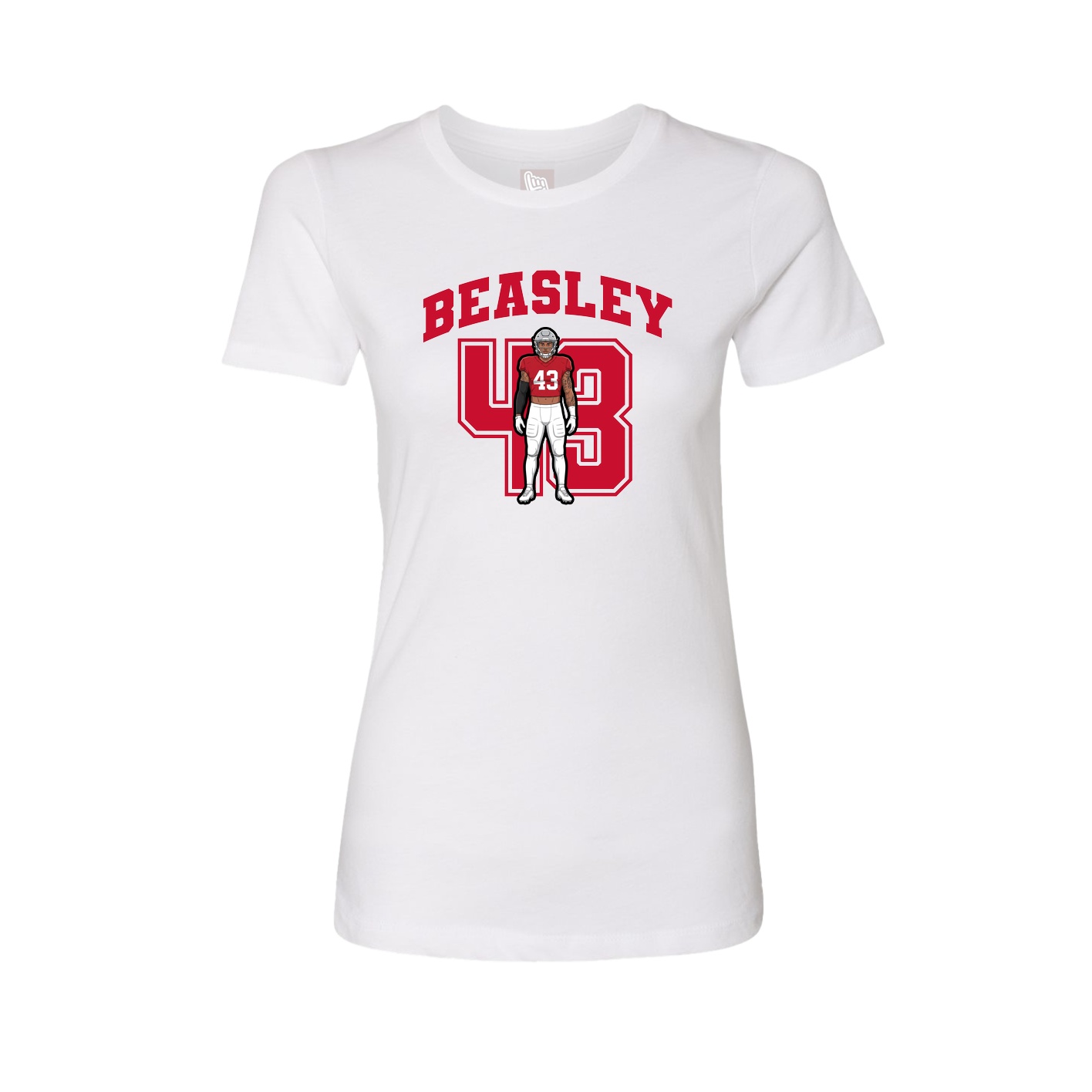 Fitted Women's Tee — Number in White