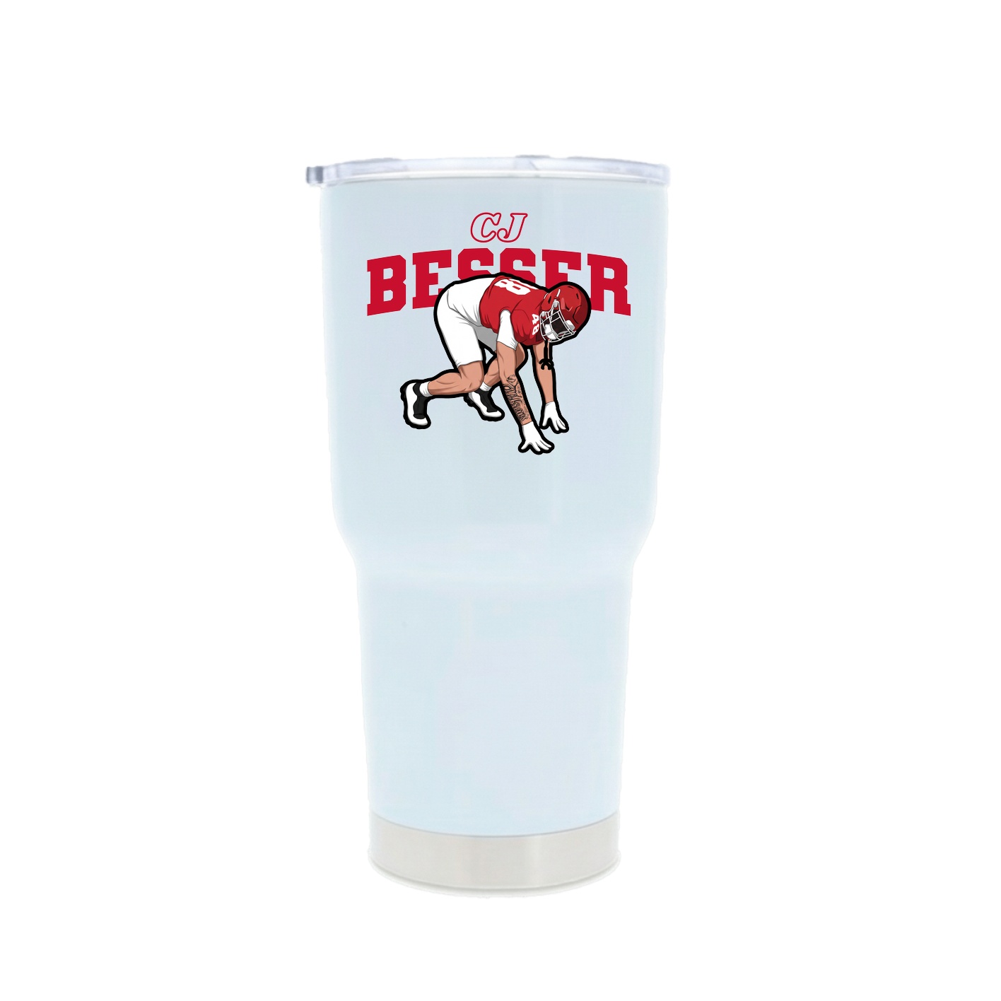 30oz Stainless Steel Tumbler — Name Arch in White