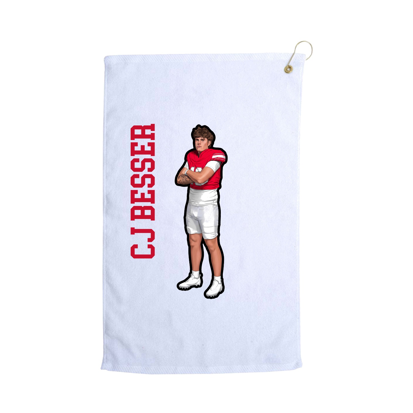 Golf Towel — Name Vertical in White