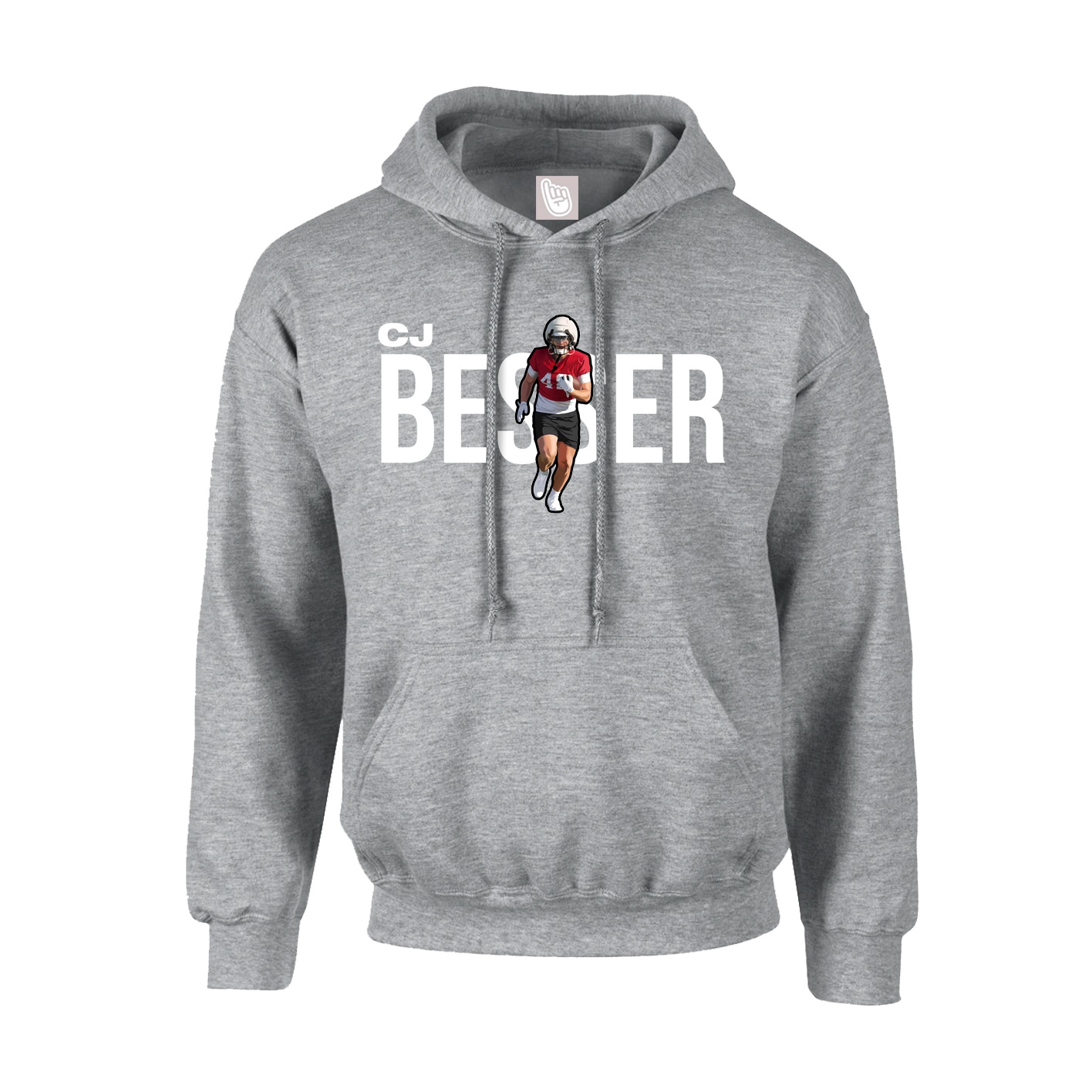 Hoodie — Player Name in Grey