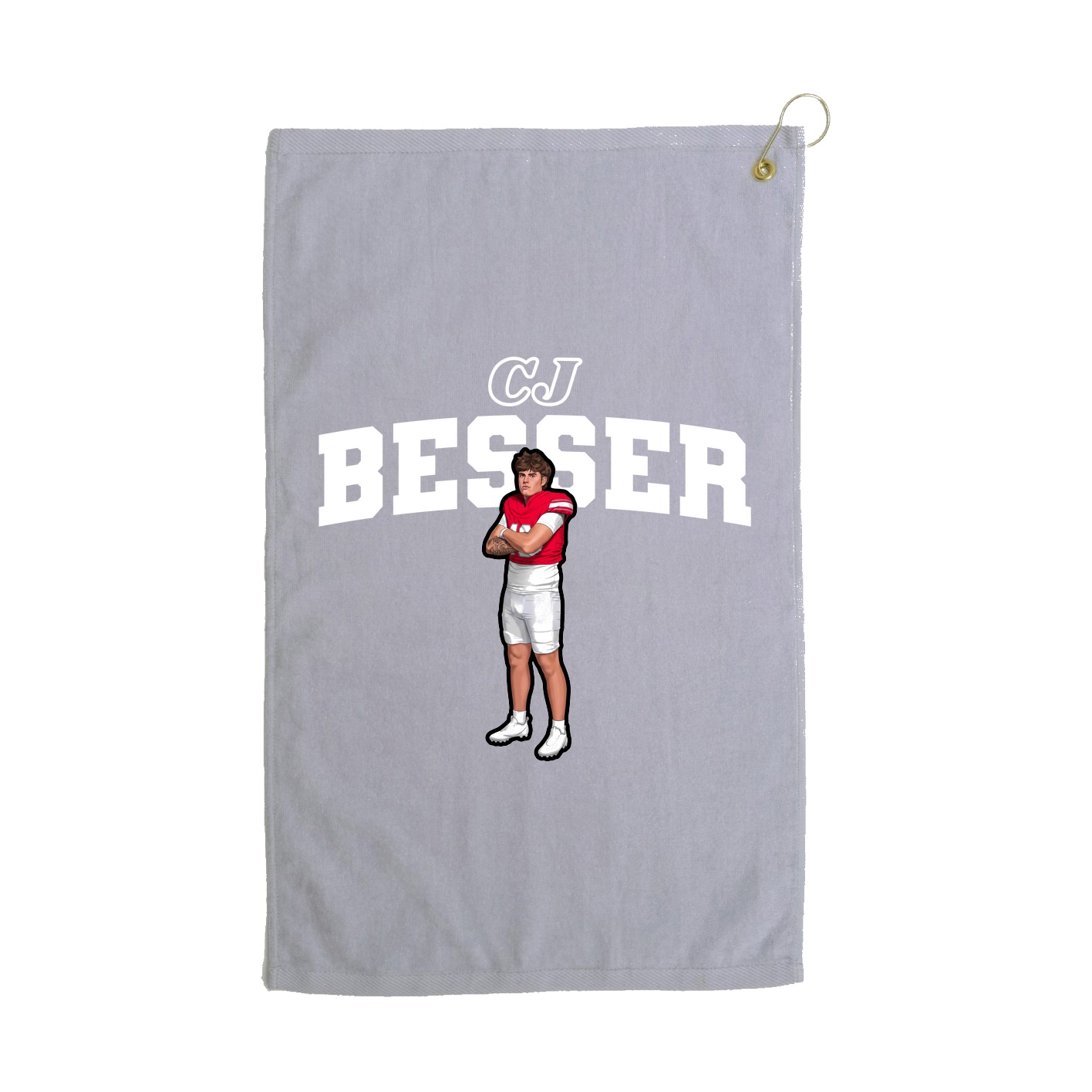 Golf Towel — Name Arch in Grey