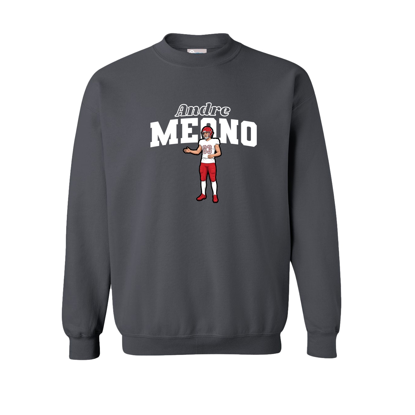 Fleece Crew — Name Arch in Grey
