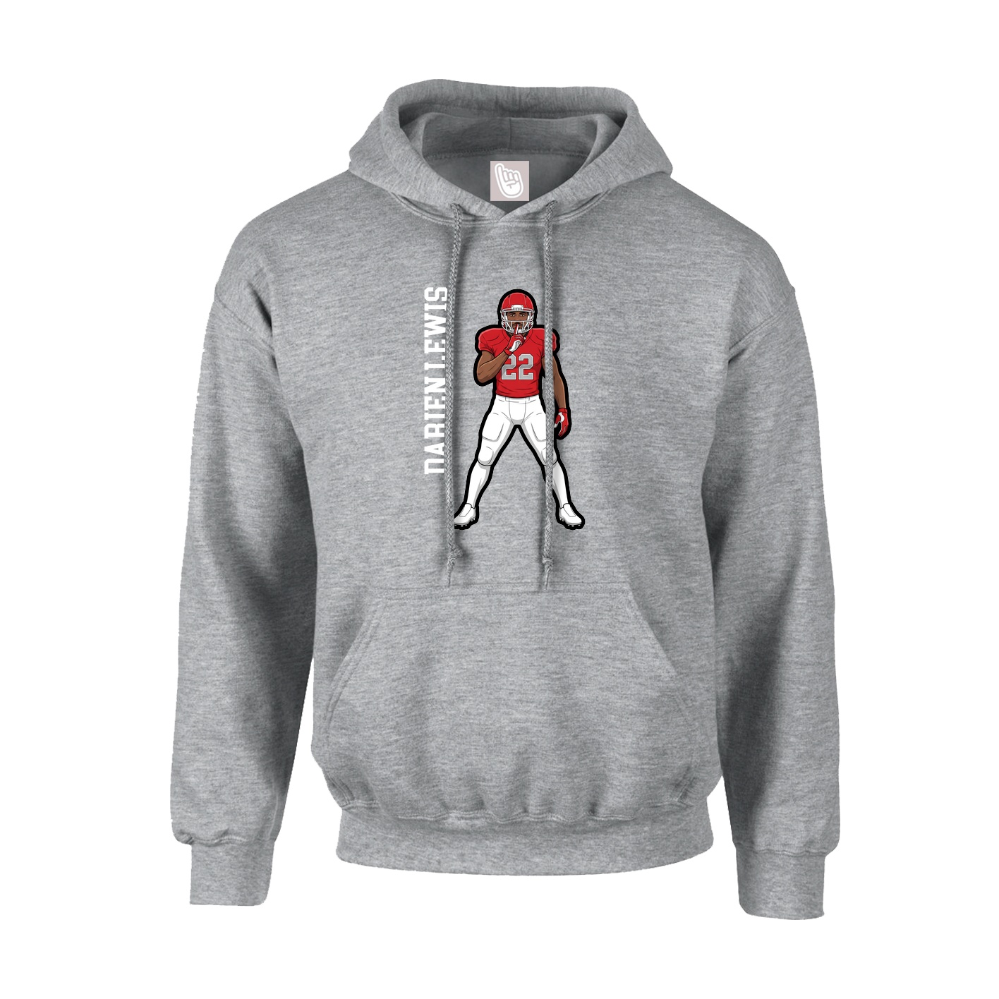 Youth Hoodie — Name Vertical in Grey