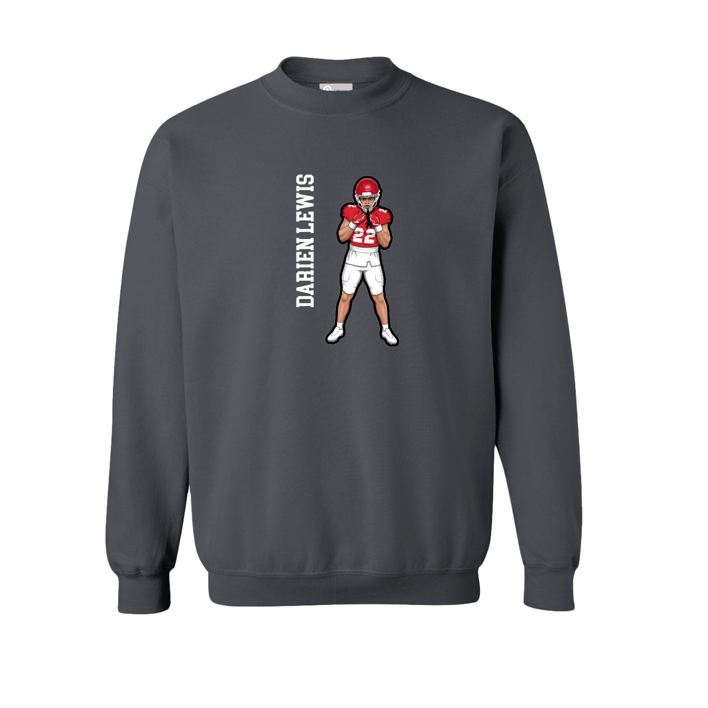 Fleece Crew — Name Vertical in Grey