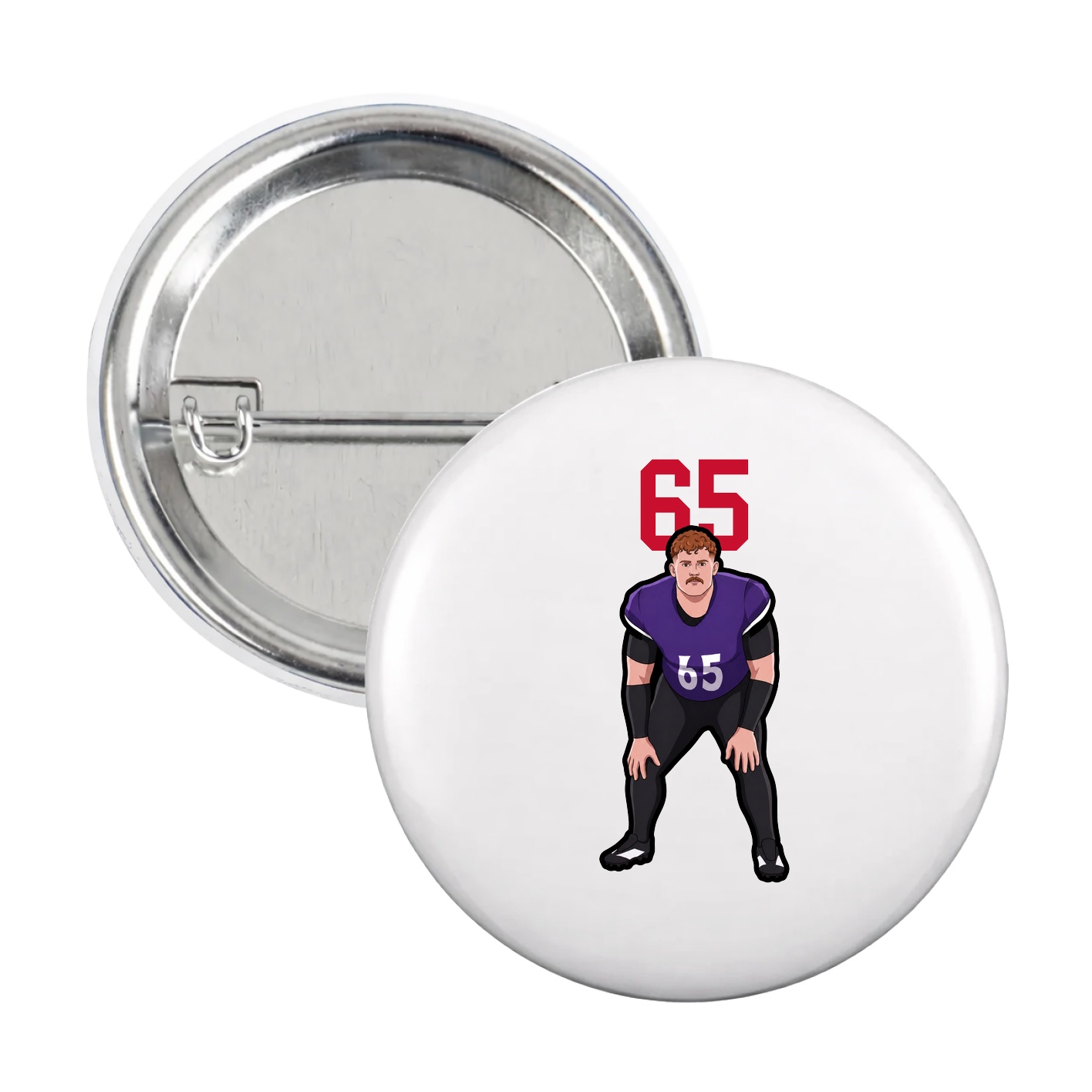 Game Day Button — Number Top in White