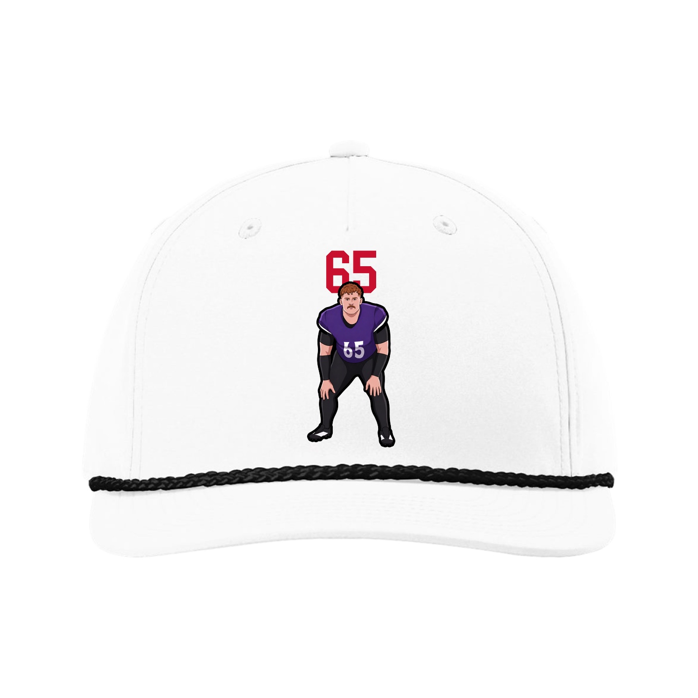 Five-Panel Classic Rope Cap — Number Top in White