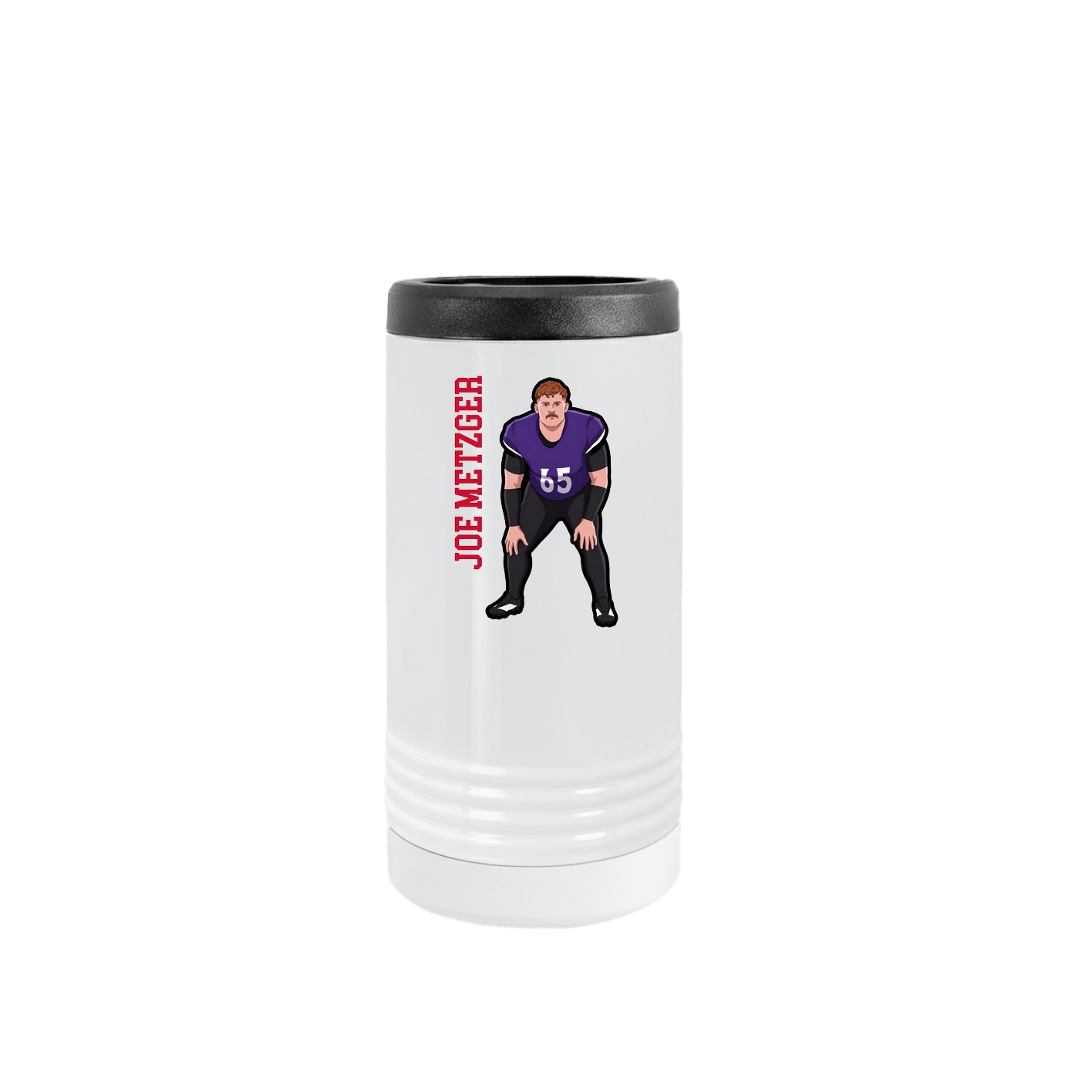 Slim Beverage Holder — Name Vertical in White