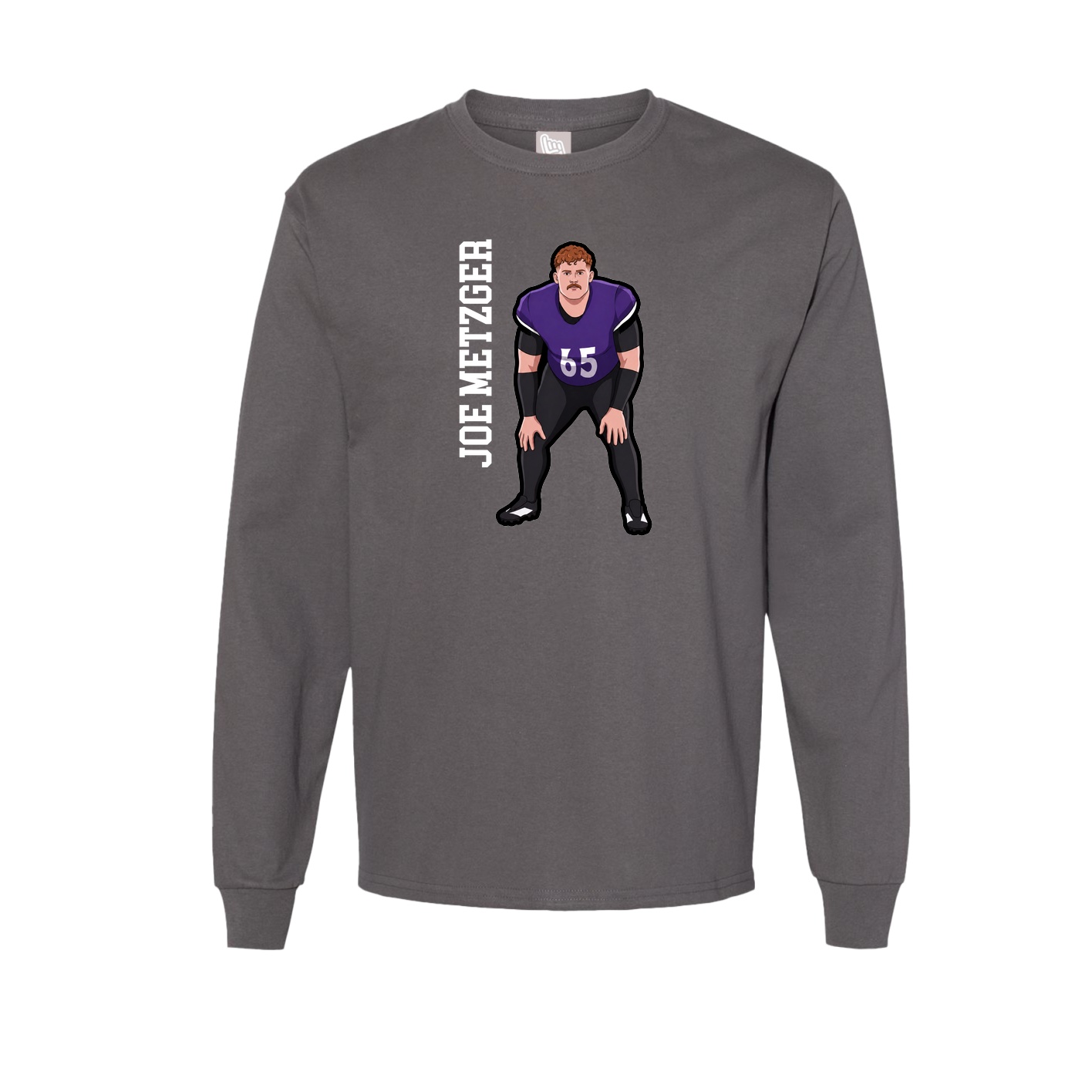 Long Sleeve Tee — Name Vertical in Grey