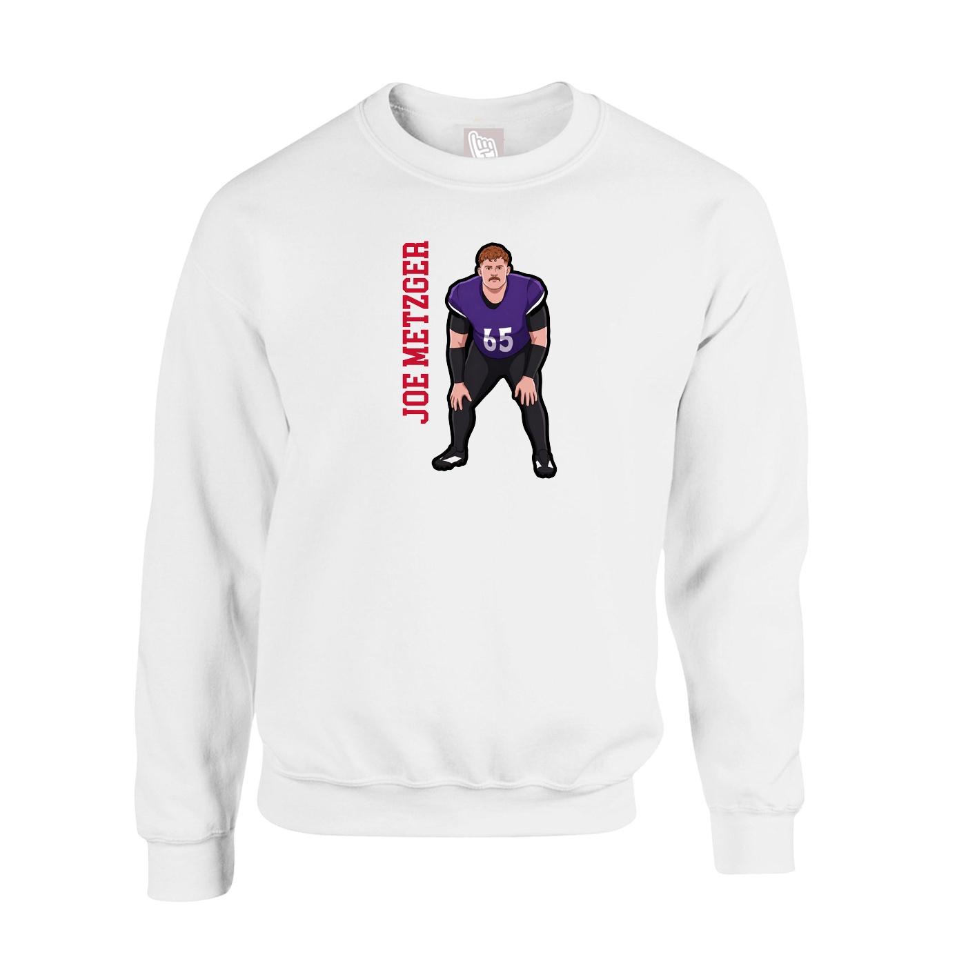 Fleece Crew — Name Vertical in White