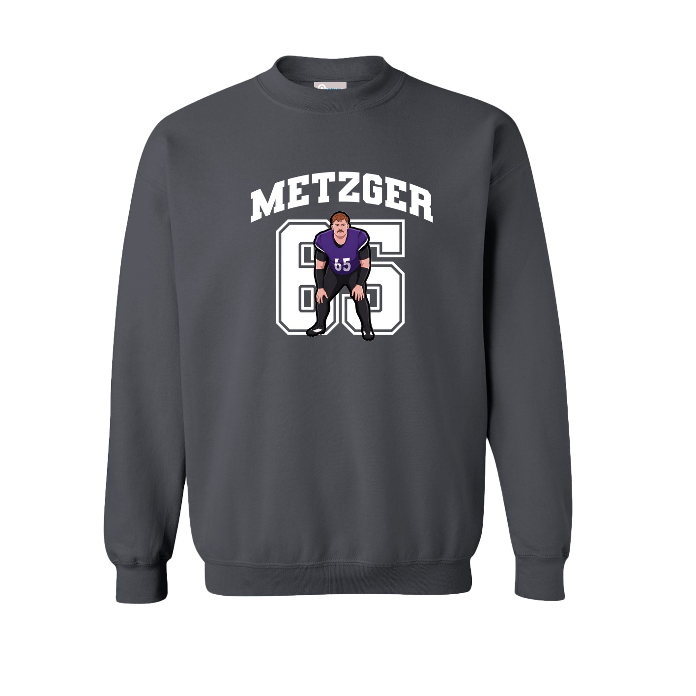 Fleece Crew — Number in Grey