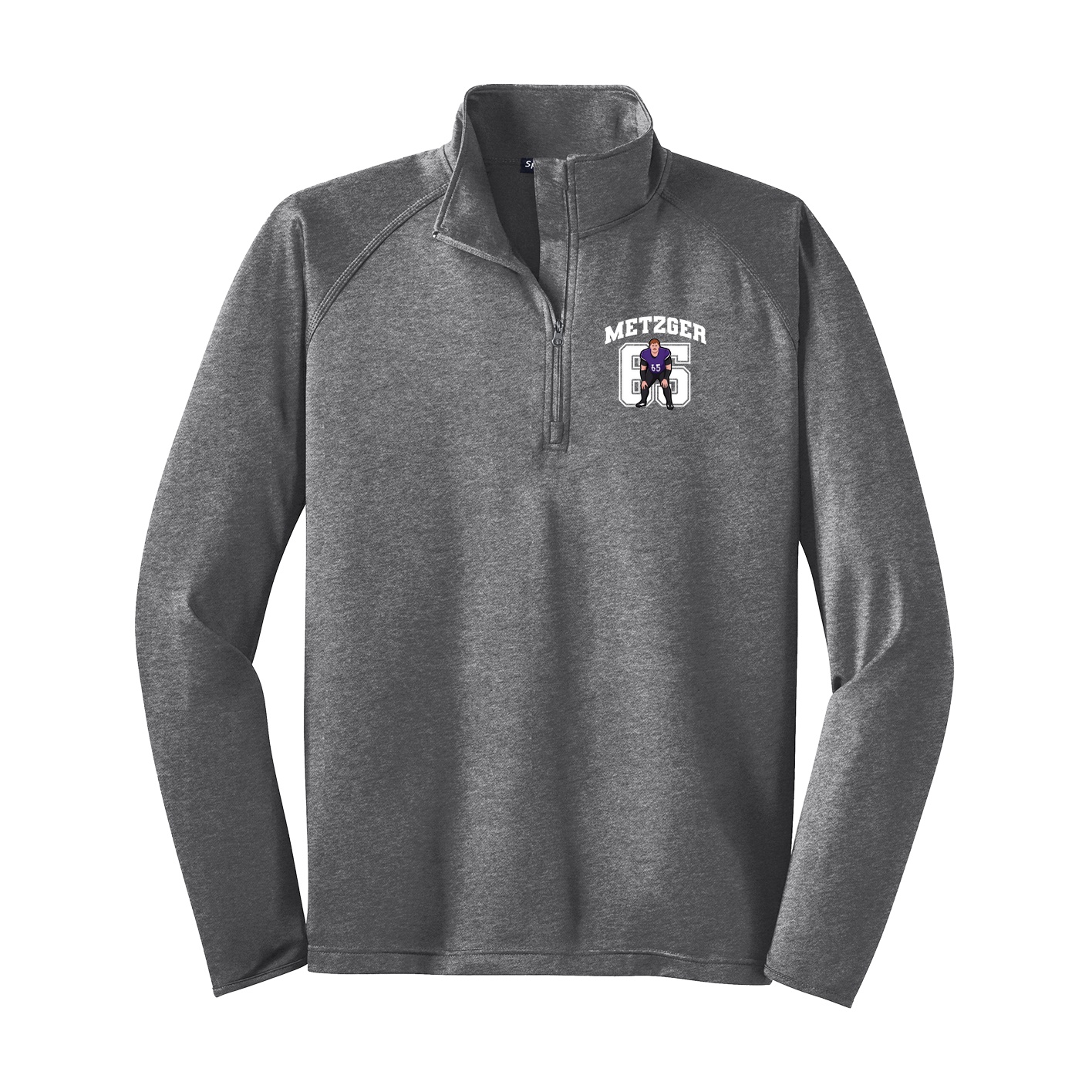 Q-Zip Pullover — Number in Grey