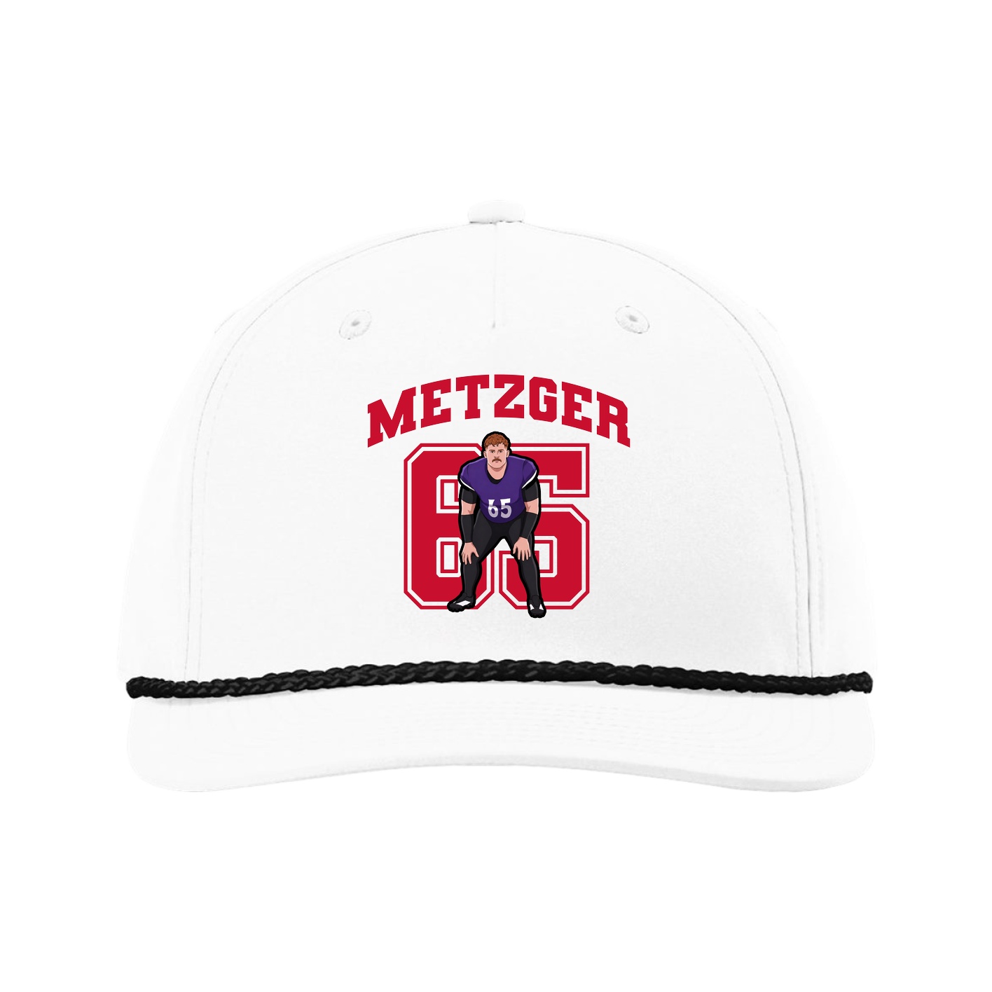 Five-Panel Classic Rope Cap — Number in White
