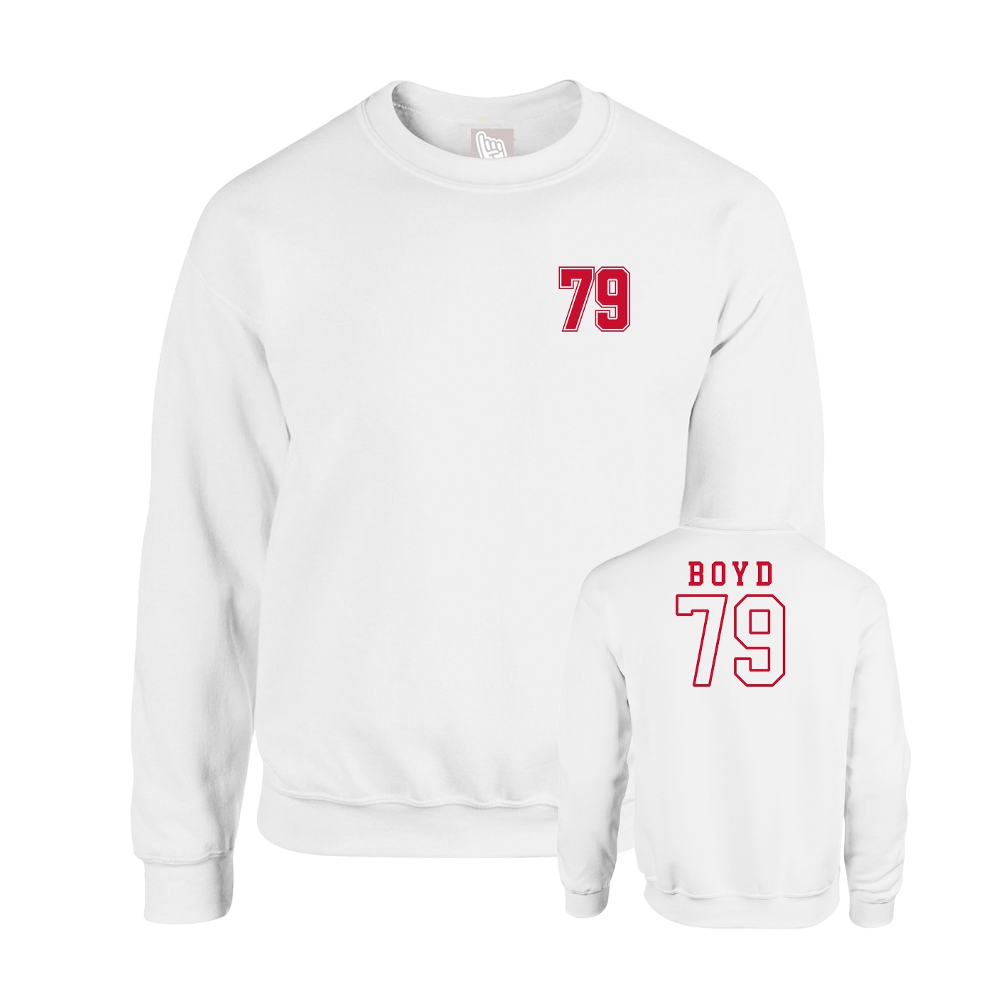 Fleece Crew — Chest Back in White