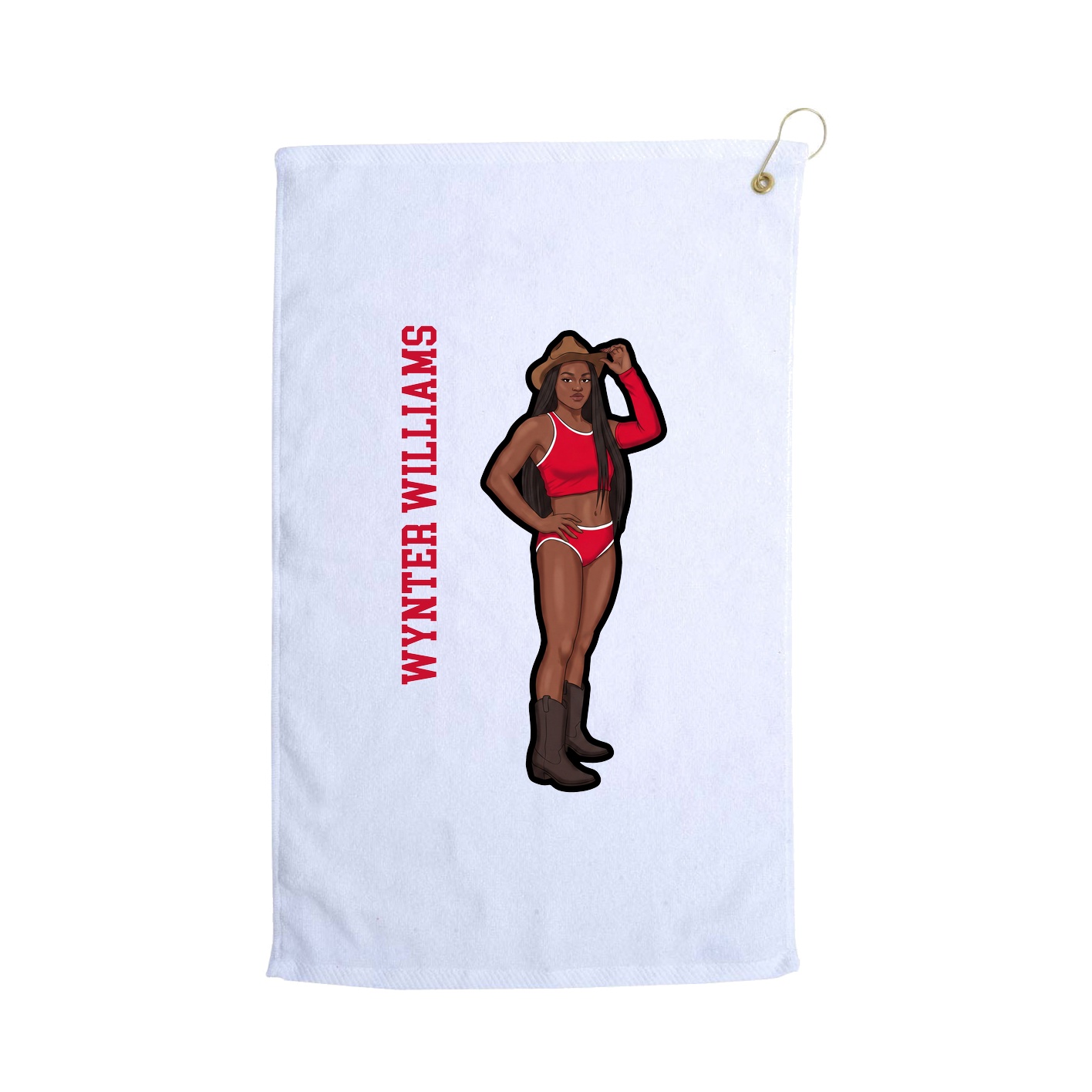 Golf Towel — Name Vertical in White