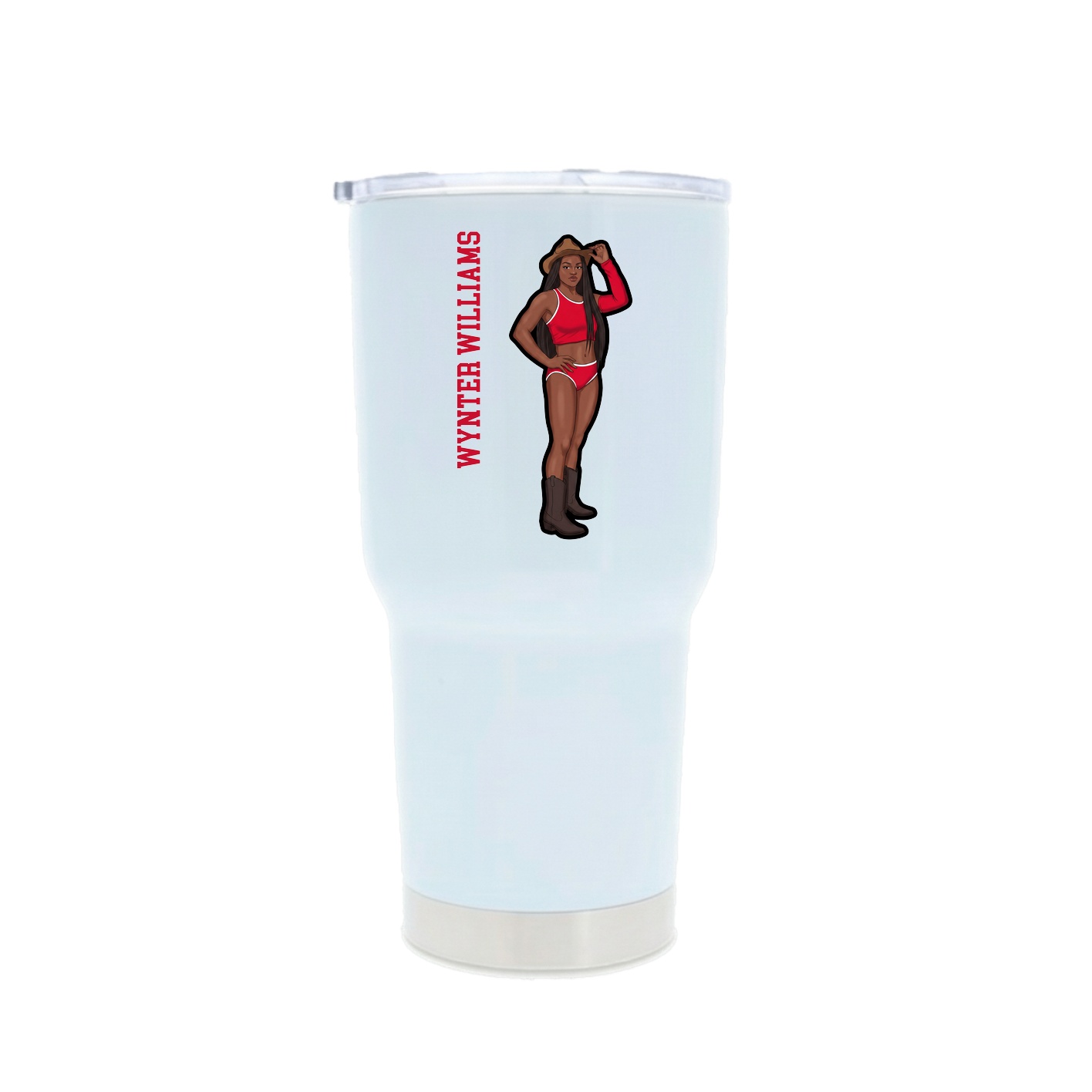 30oz Stainless Steel Tumbler — Name Vertical in White