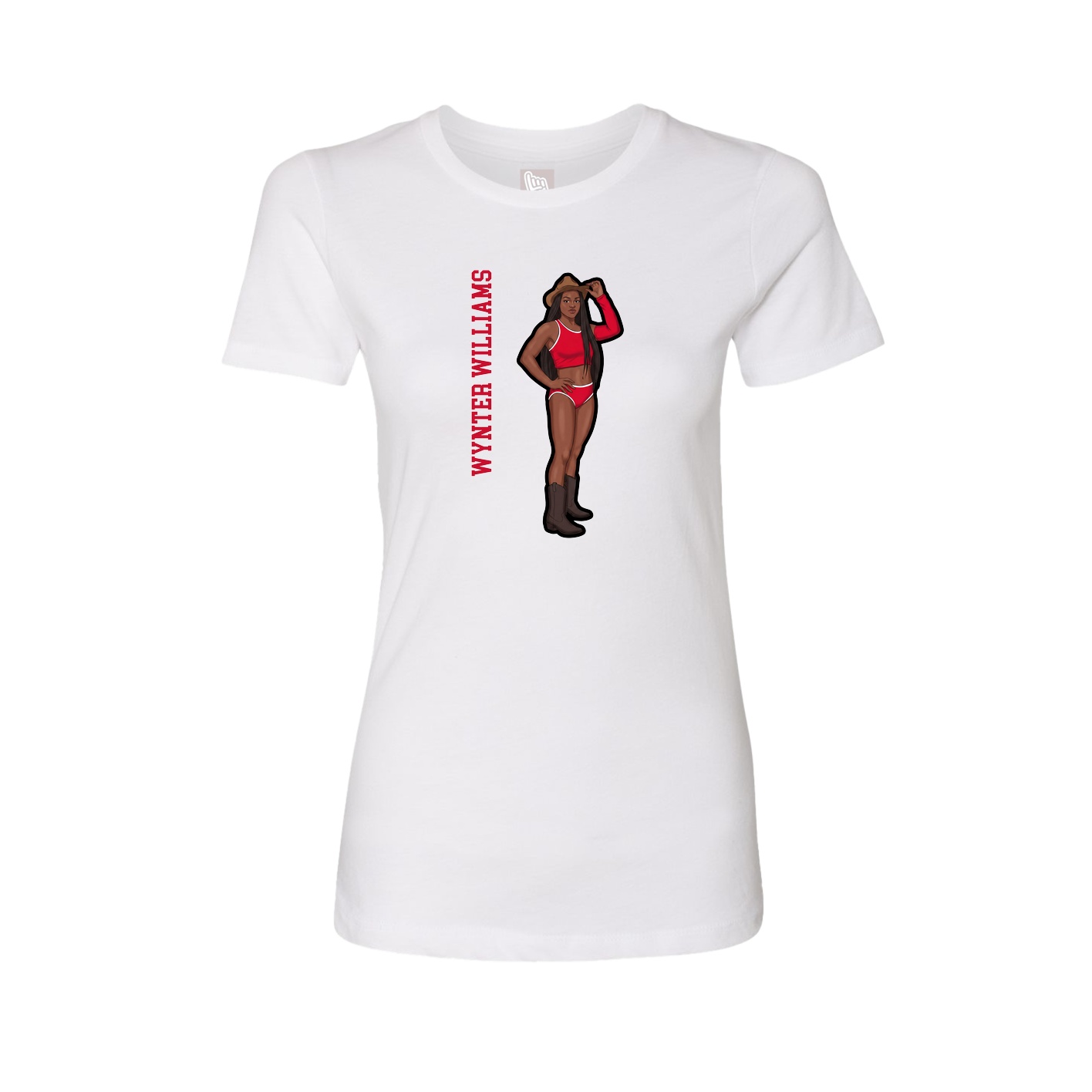 Womens Tee — Name Vertical in White