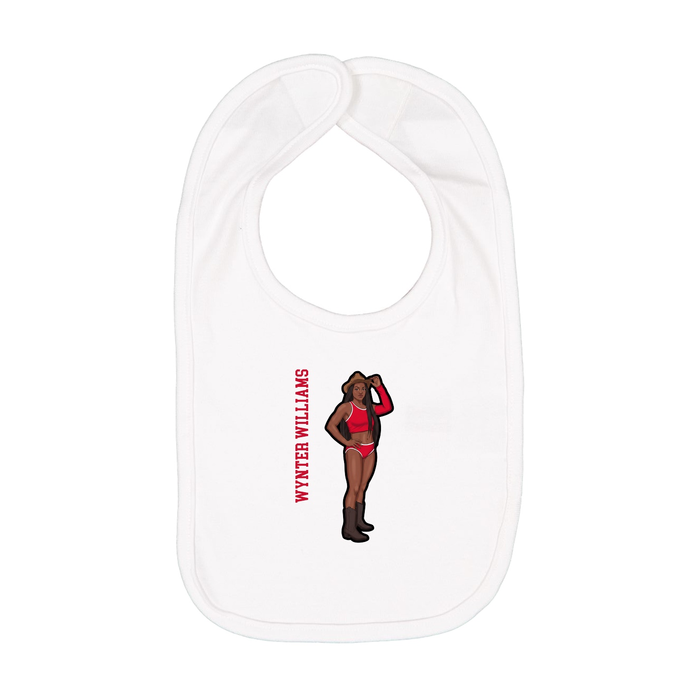 Infant Bib — Name Vertical in White