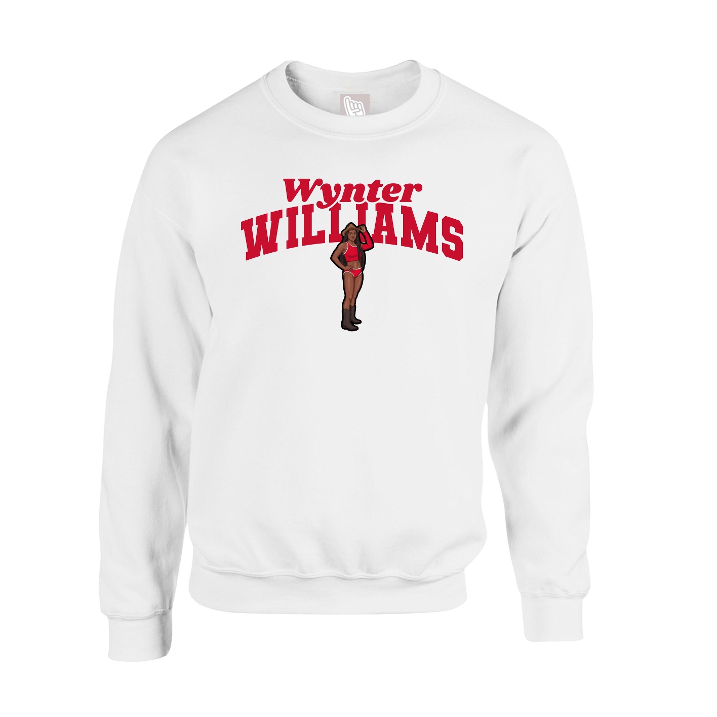 Fleece Crew — Signature Arch in White