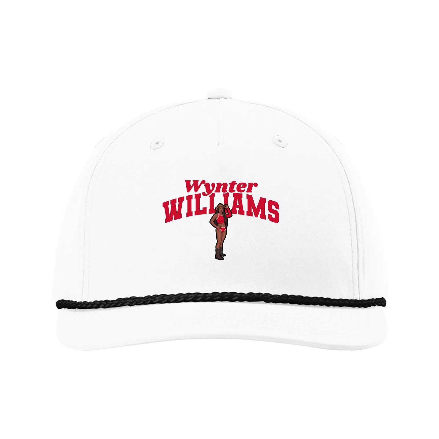Five-Panel Classic Rope Cap — Signature Arch in White