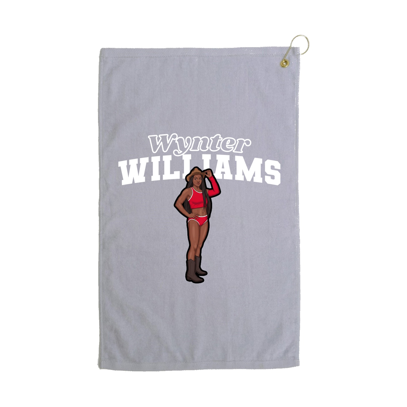 Golf Towel — Name Arch in Grey