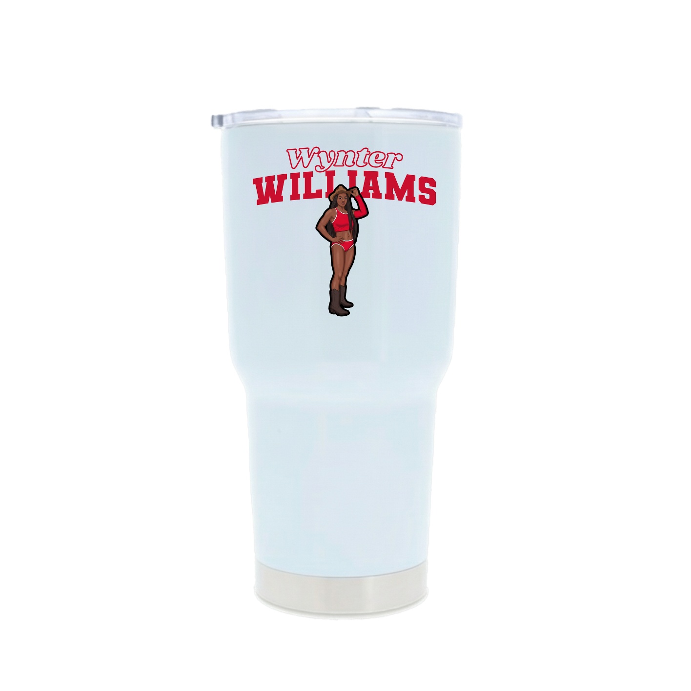 30oz Stainless Steel Tumbler — Name Arch in White